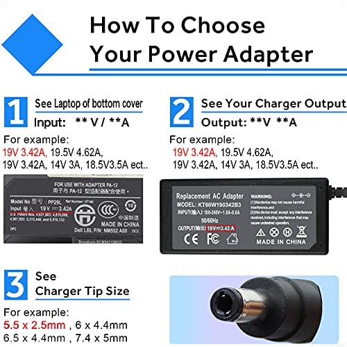 ZAYAUPVL 65W 19V 3.42A Laptop Charger for Toshiba Satellite C55 C55D C55T C655 C655D C675 C855 C855D L55 L655 L675 L745 L755 L775D L855 P755 P845T P855 P875 Portege Z30 Z930 Z830 Power Supply Cord