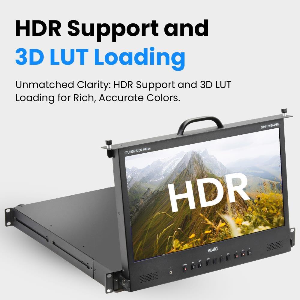 ELVID ELVID 17.3" Rack-Mountable LCD Monitor Professional Video Production Monitor with HDMI, HDR Support, 3D LUT Loading, Ethernet Control, Integrated Waveform & Vectorscope, Wide Viewing Angle