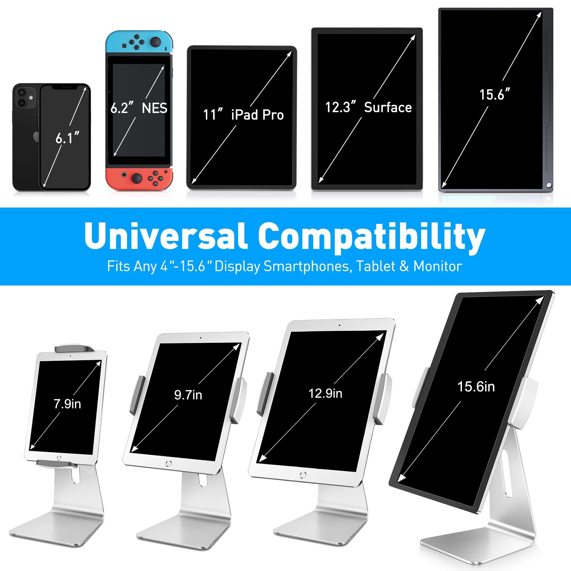 AboveTEK AboveTEK Elegant Tablet Stand, Aluminum iPad Stand Holder, Desktop Kiosk POS Stand for 7-13 inch iPad Pro Air Mini Galaxy Tab Nexus, Tablet Mount for Store Showcase Office Reception Kitchen Countertop