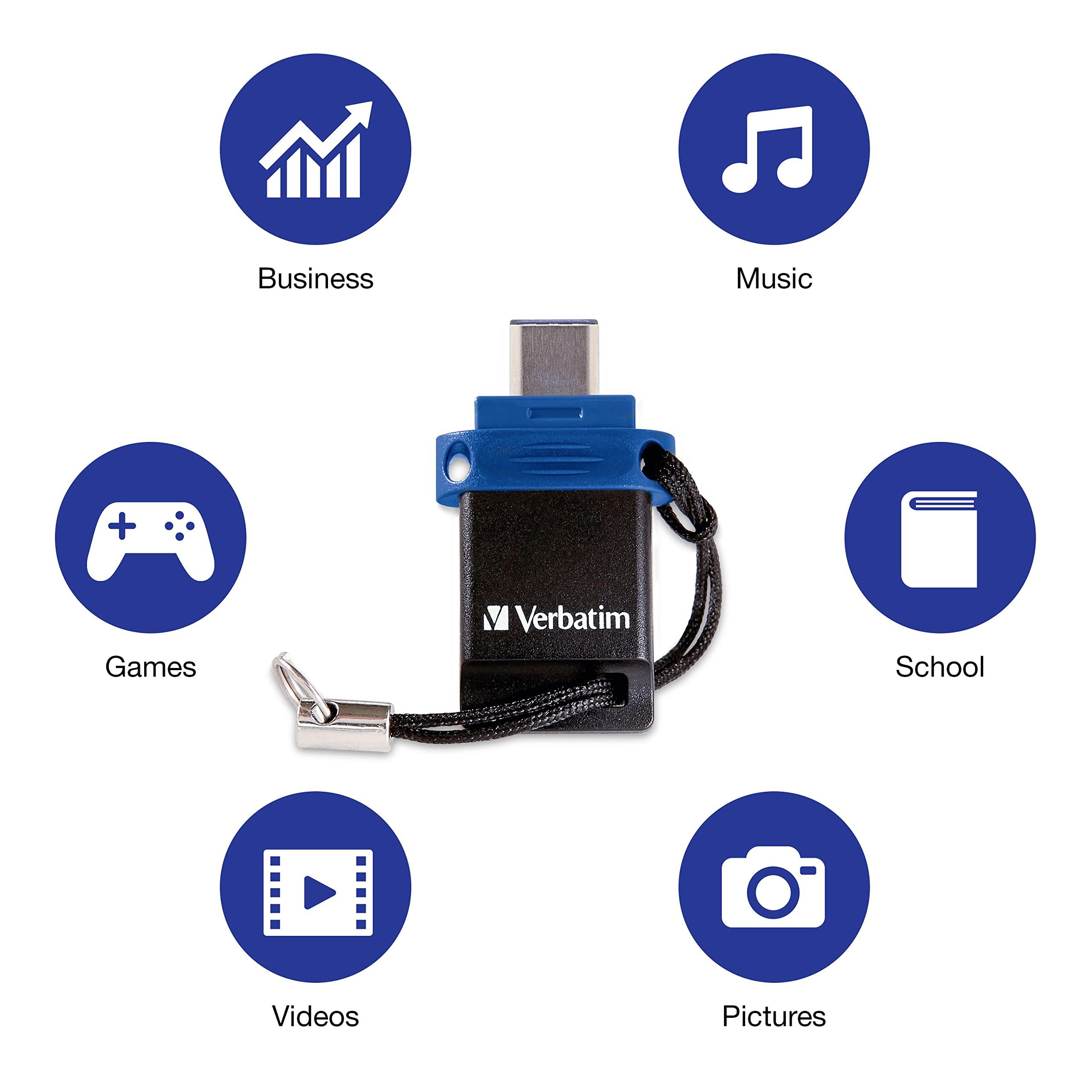 Verbatim Verbatim 32GB Store n Go Dual OTG USB 3.2 Gen 1 Flash Drive for USB-C Devices 2 in 1 Type C Thumb Drive