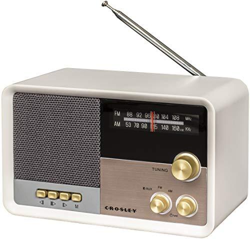 Crosley Crosley CR3036D-WS Tribute Vintage AM/FM Bluetooth Radio, White Sand