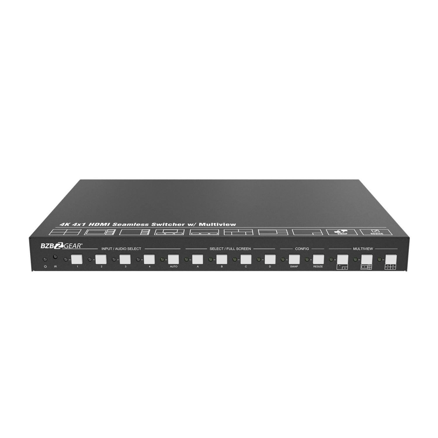 BZB GEAR 4x1 1080P FHD HDMI MultiViewer with KVM USB 2.0 Ports with Support up to 4 Computers