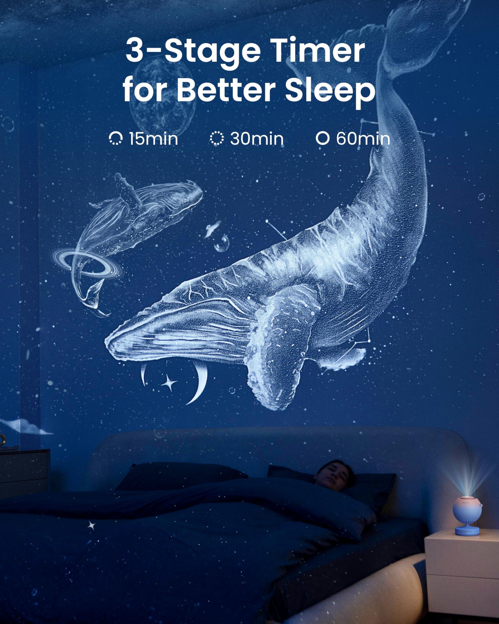 POCOCO POCOCO Galaxy Star Projector for Bedroom with Replaceable Optical Film Discs, Home Planetarium Night Light Projector with High-Definition Soft Light for Relax, Study, and Meditate, Stress Relief Gifts