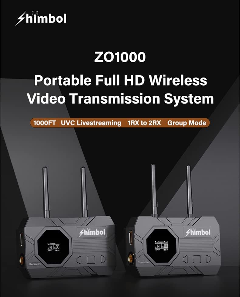 Shimbol Shimbol ZO1000 Wireless Video Transmission System, USB-C UVC Capture,1080P HDMI SDI Transmitter and Receiver, 0.08s Latency, 1000ft Range, 1 TX to 2 RX monioring,for Live Streaming
