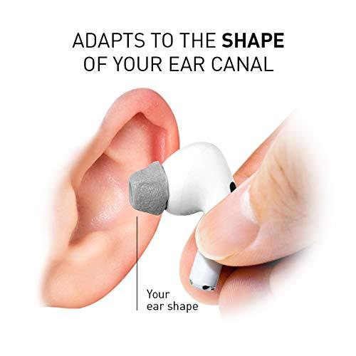 ADVANCED SOUND GROUP Eartune Fidelity UF-A Premium Memory Foam Tips for AirPods Pro (1st Gen & 2nd Gen) - Fits in Charging Case, Stays in Your Ears, Superb Sound Isolation, and Built-in Waxguard - Assorted S/M/L, [Grey]