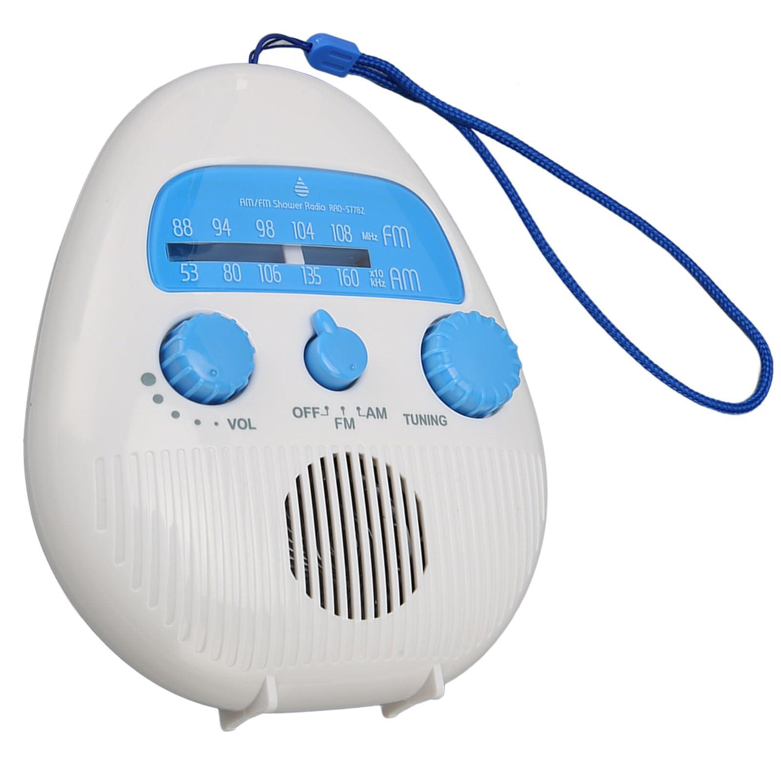 Sanpyl Shower Radio, Portable ABS Bathroom Radio with Built in Speaker Battery Operated, 88-108MHZ, 530-1605KHZShower Radio, Need:3 x Batteries(not includ