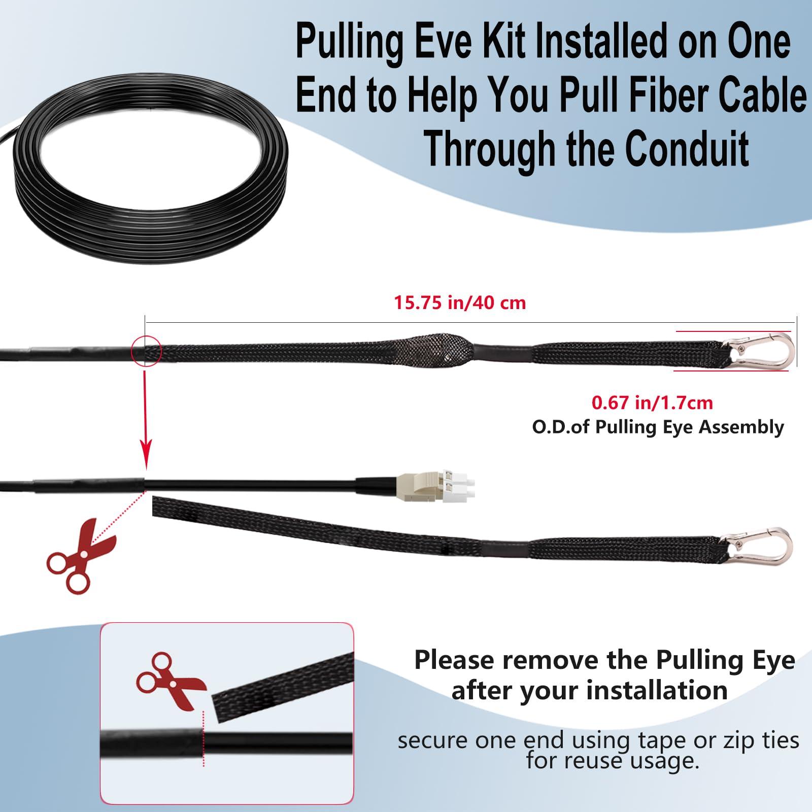 FLYPROFiber FLYPROFiber- OM3 LC to LC Fiber Patch Cable Outdoor Armored 300m/984ft, Duplex Multimode, Uniboot Industrial TPU, with Pulling Eye Kit, 10GB/40GB, 50/125um, OD-5mm