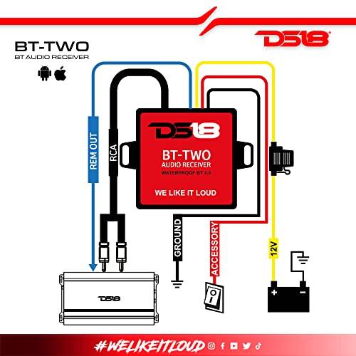 DS18 DS18 BT-Two Bluetooth Receiver - IP65 Waterproof Rated, BT 4.0, Remote Trigger Output, Stero Male RCA Output - Allows Connect & Play Integration to Your Audio Device