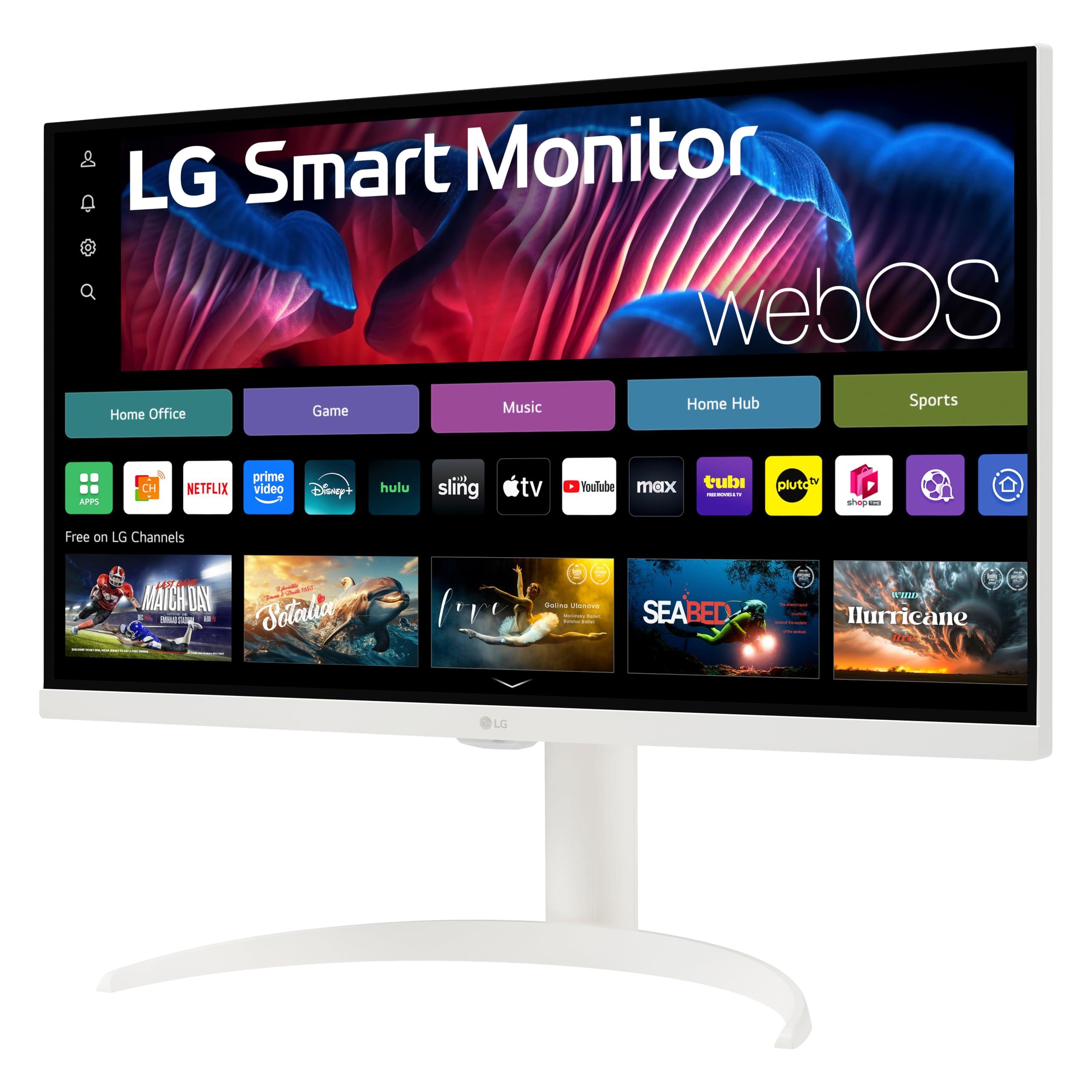LG LG 27SR75U-W MyView 27 inch 4K UHD (3840x2160) IPS HDR10 USB Type-C 65W PD Smart Monitor webOS 23 AirPlay Screen Share Bluetooth ThinQ App Built-in Speaker HDMI White