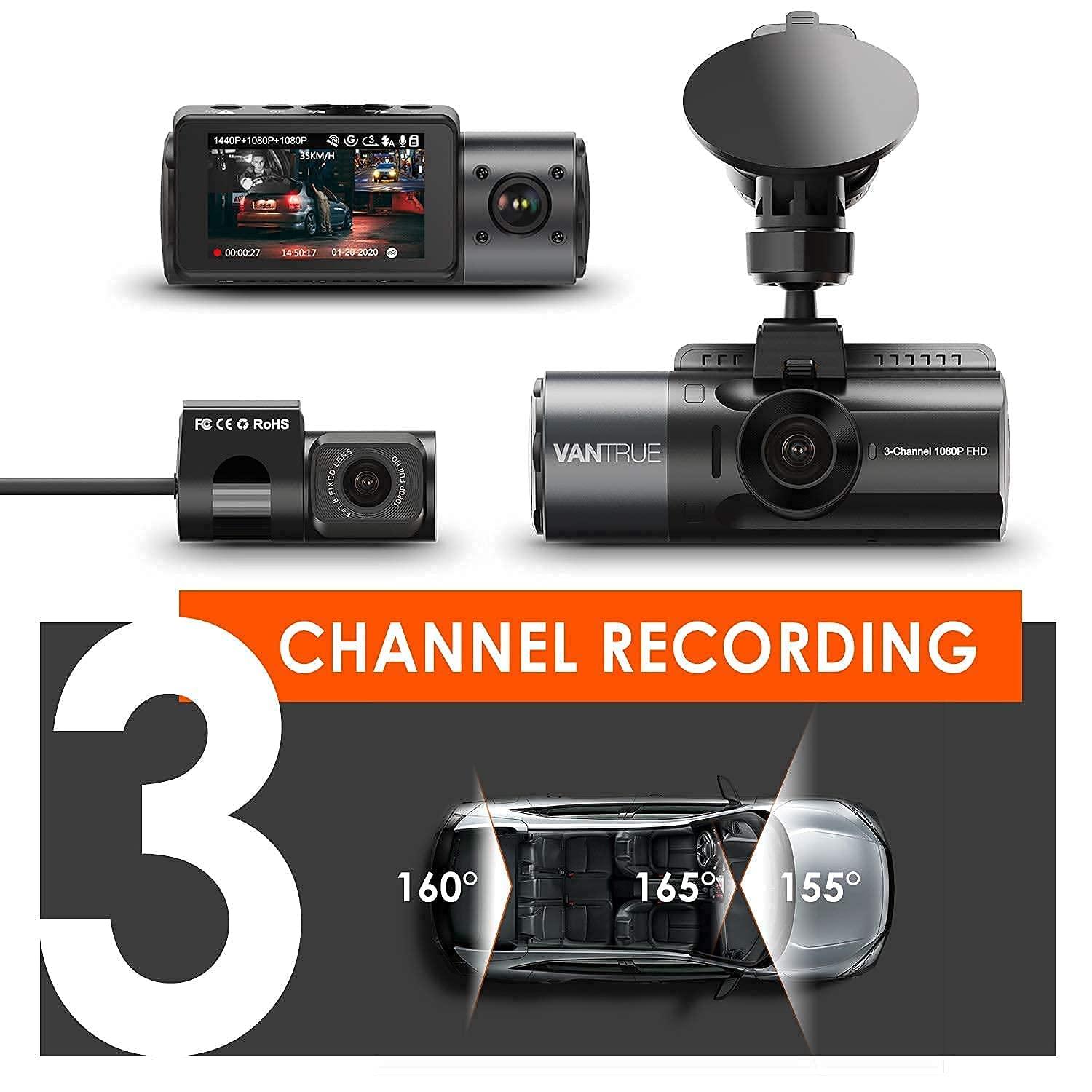 VANTRUE Bundle: Vantrue N4 Three Channel Dash Cam + Vantrue 256GB microSD Card Vantrue N4 3 Channel 4K Dash Cam, 4K+1080P Front and Rear, 1440P+1440P Front and Inside, 1440P+1440P+1080P Triple Car Camera