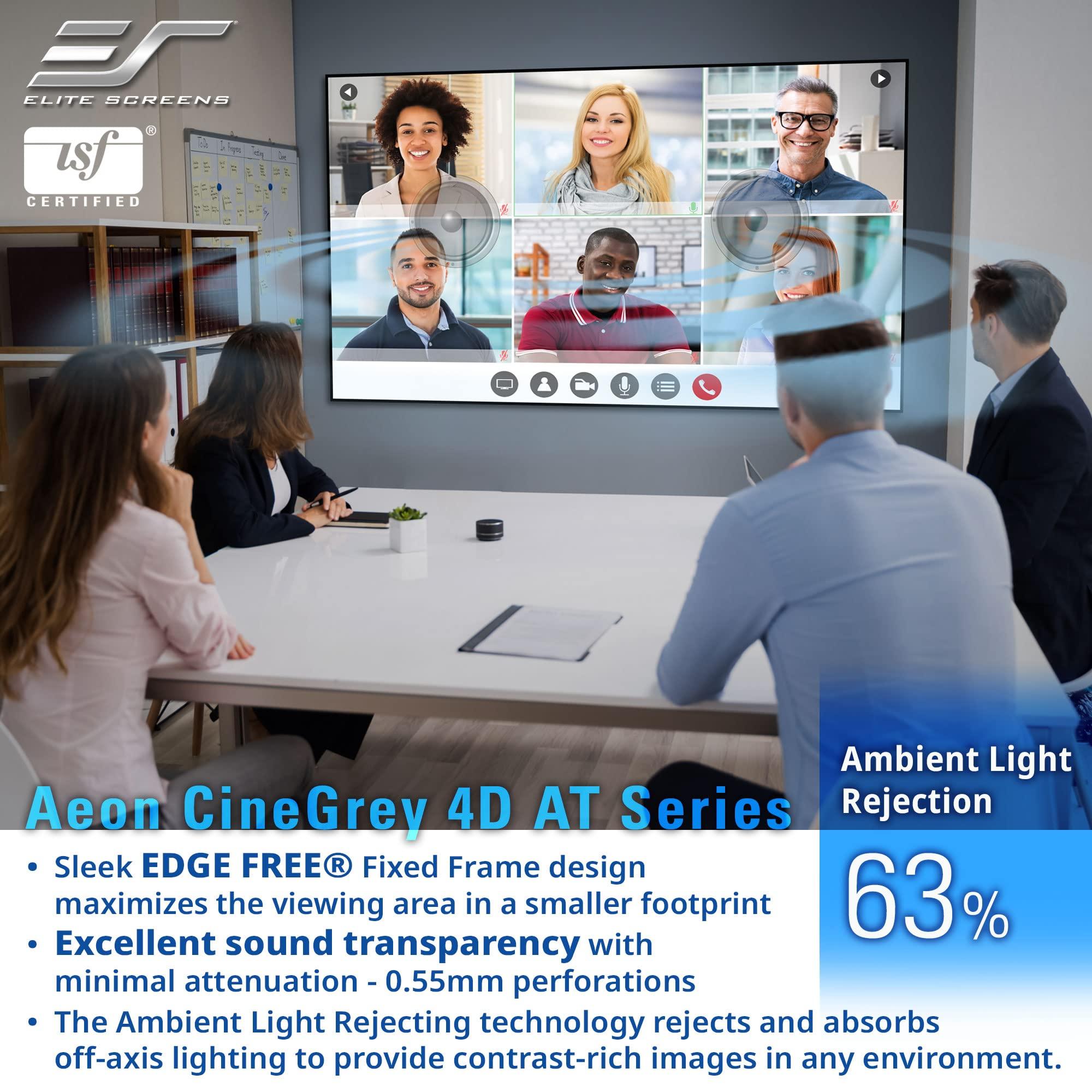 Elite Screens Elite Screens Aeon CineGrey 4D, Acoustically Transparent 125 INCH Diag. 16:9, 4K/8K Ultra HD HDR Active 3D Ceiling Ambient Light Rejecting (CLR/ALR) Sound Transparent Projector Screen, AR125H-ATD4