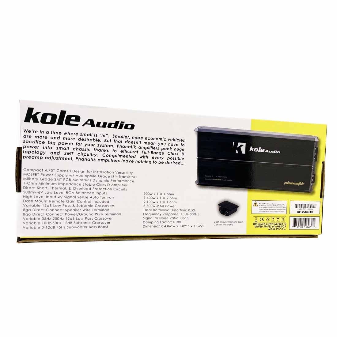 Kole Kole KP3500.1D Class D 3500W Monoblock 1 Ohm Amplifier - Sub Bass Knob - New Amp