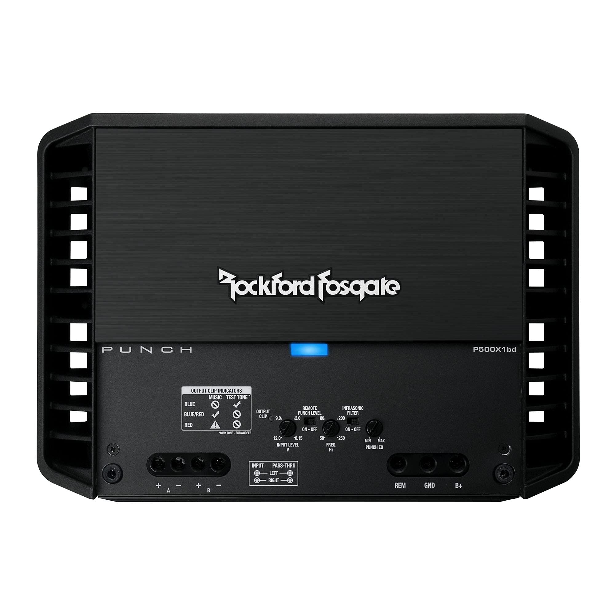 Rockford Fosgate Rockford P3-1X12 Single 12" DVC P3 Series Subwoofer in Ported Enclosure with P500X1bd Punch Series Amplifier