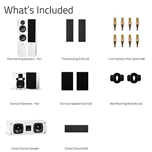 Fluance Fluance Elite High Definition Surround Sound Home Theater 5.0 Channel Speaker System Including Floorstanding Towers, Center Channel and Rear Surround Speakers - White (SXHTBWH)
