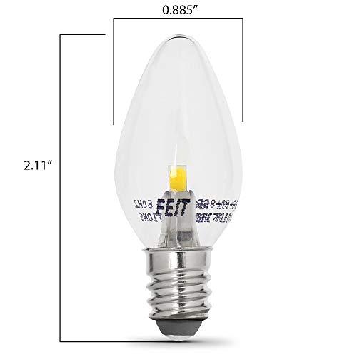Feit Electric Feit Electric BPC7/LED 0.6 Watt Non Dimmable C7 Candelabra Base, Clear, LED Night Light Bulb, 2-Bulb, 4000K Cool White