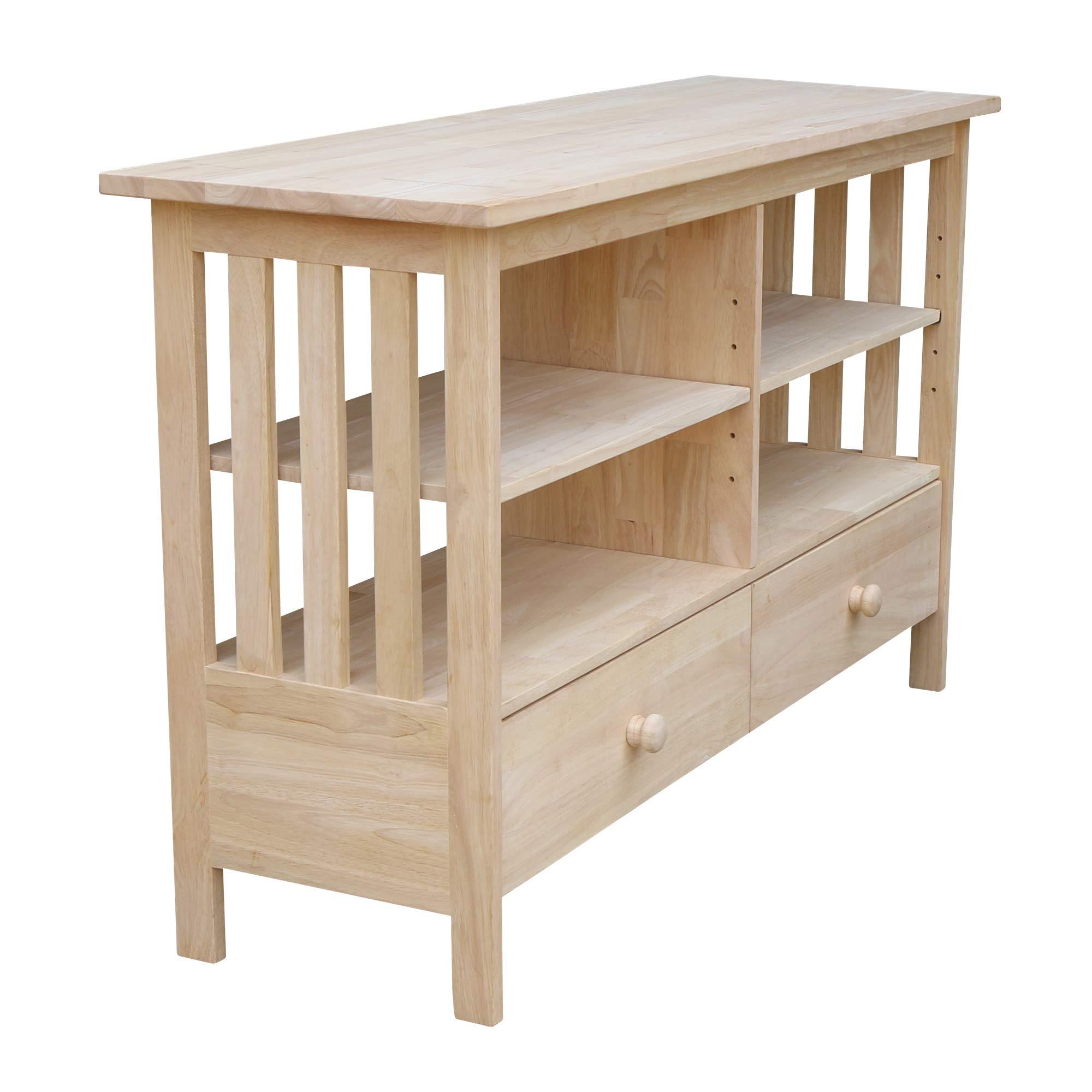 International Concepts IC International Concepts Mission Entertainment/TV Stand Solid Real Wood, Sturdy Parawood, 48 X 16 X 30, Minimum Assembly, DIY, Paint or Stain in Any Color, Unfinished