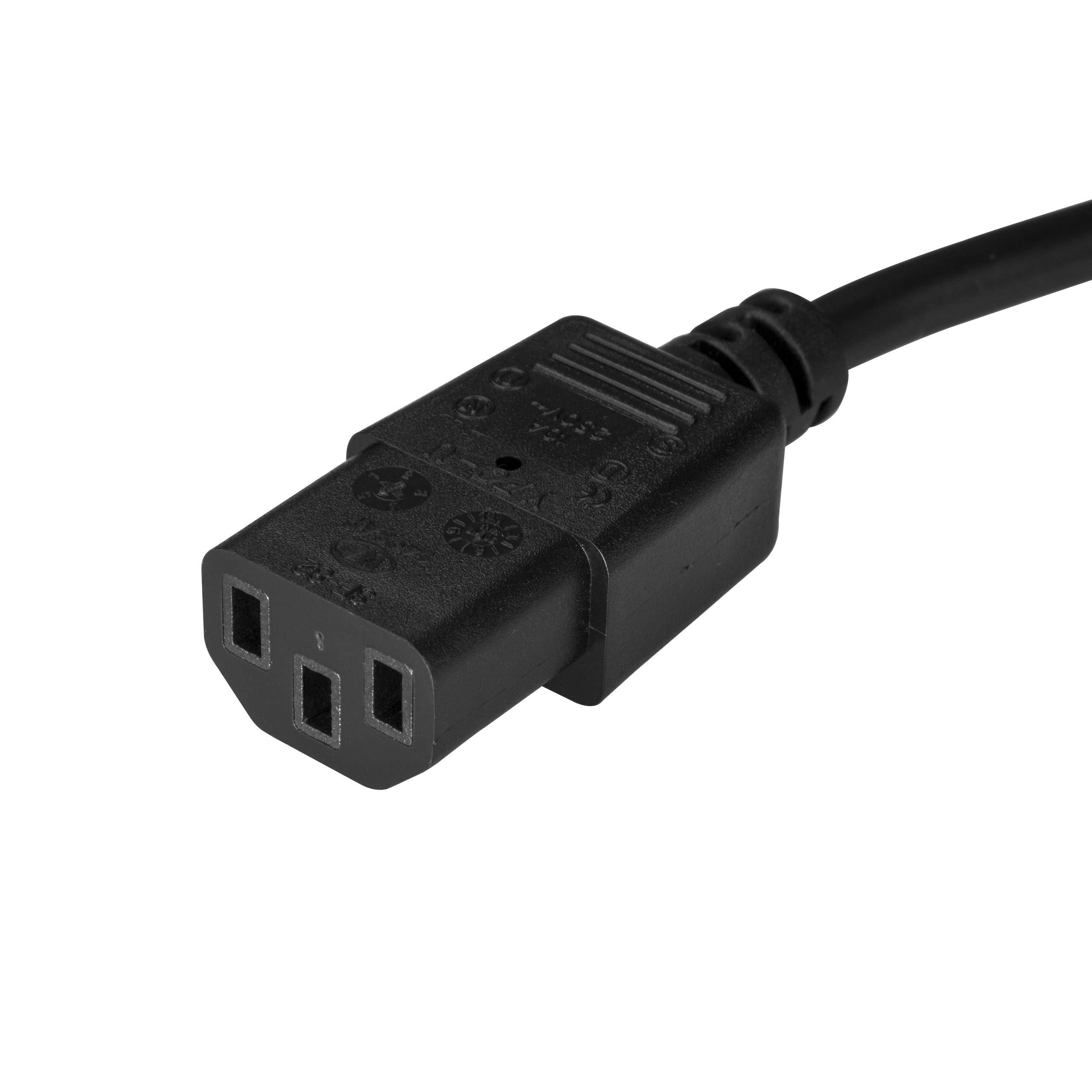StarTech.com StarTech.com 6ft (2m) Computer Power Cord, Right Angle NEMA 5-15P to C13, 10A 125V, 18AWG, Replacement AC Power Cord, PC Power Supply Cable, Printer / Monitor Power Cord - UL Listed (PXTR1016)