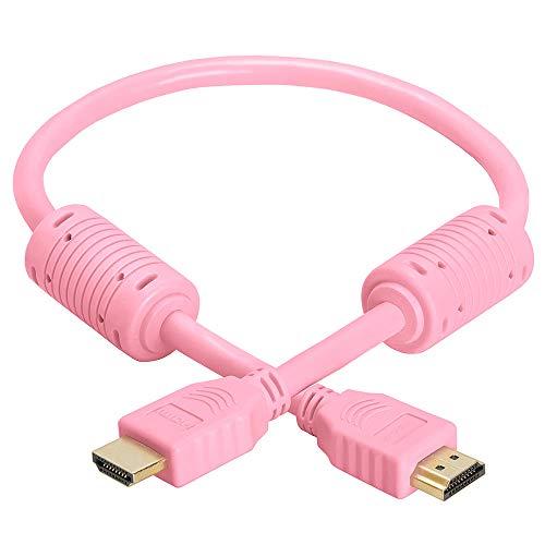 Cmple Cmple - HDMI Cable 1.5FT High Speed HDTV Ultra-HD (UHD) 3D, 4K @60Hz, 18Gbps 28AWG HDMI Cord Audio Return 1.5 Feet Pink
