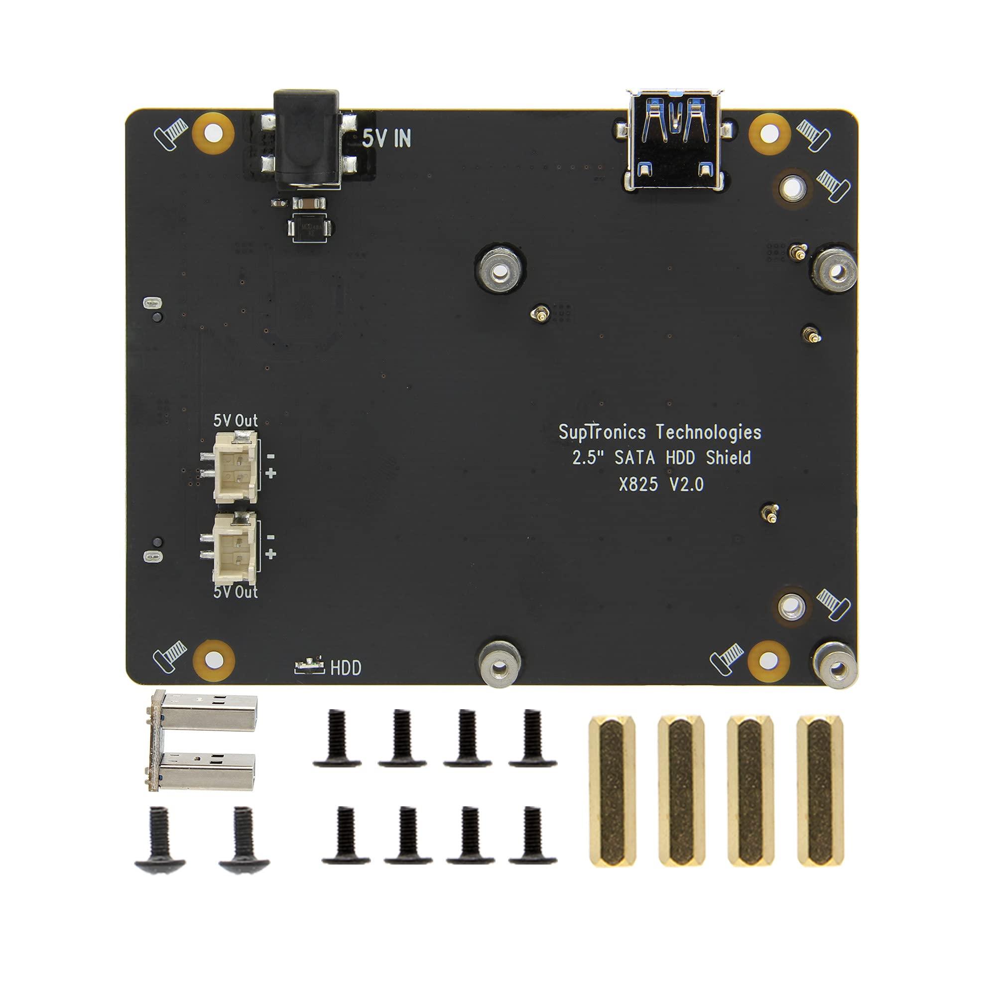 Geekworm Geekworm for Raspberry Pi 4 SATA Storage, X825 V2.0 2.5 inch SATA HDD/SSD Expansion Board UASP Supported Compatible with Raspberry Pi 4 Model B 1GB/2GB/4GB/8GB Only(Not Include Raspberry Pi)