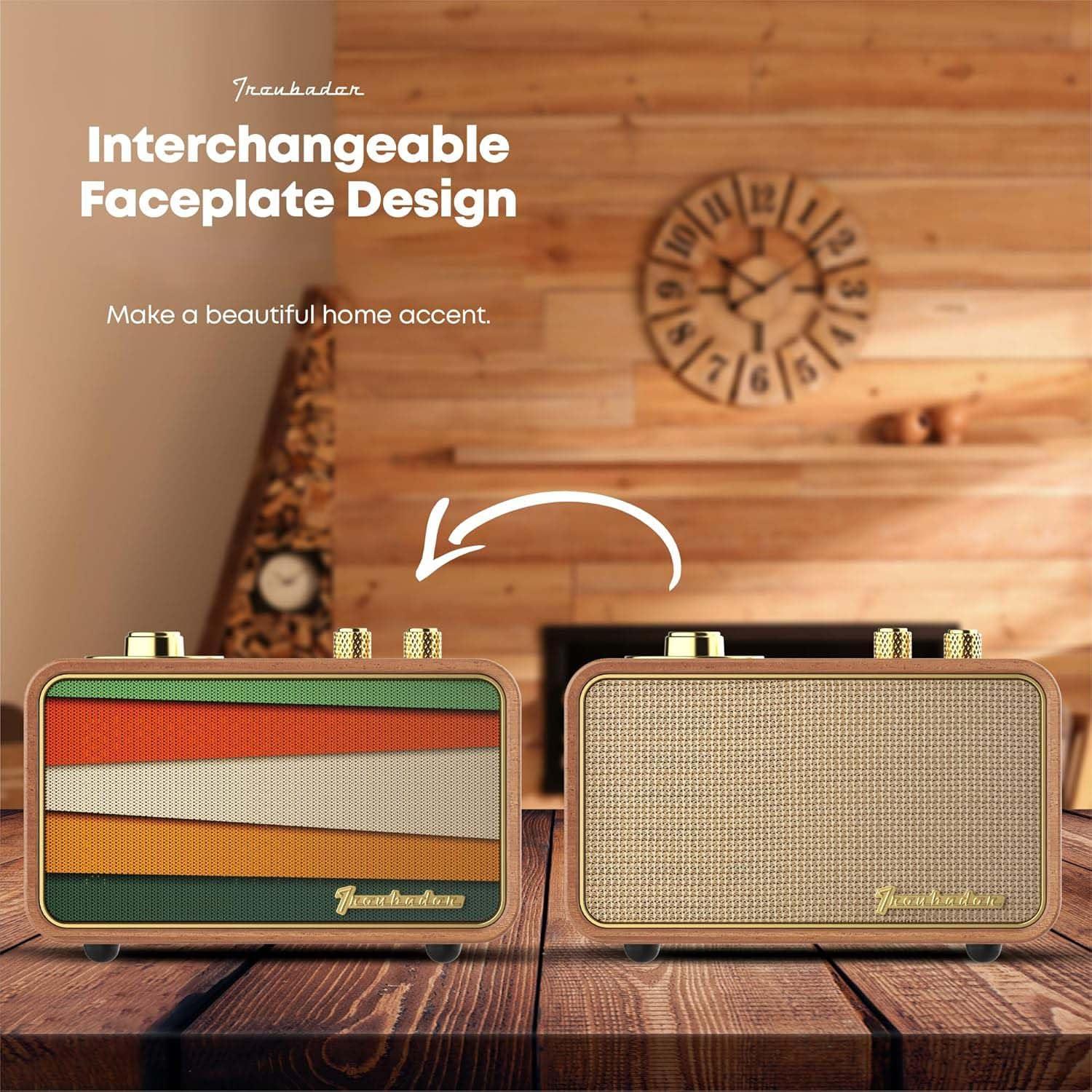 Trenbader Trenbader Retro Bluetooth Speaker, Artlink Stero Wireless Speaker Walnut Wooden AM/FM Radio Small Vintage Bluetooth Speaker with Bluetooth 5.0 Connection for Gift, Party, Travel, Office,Home Wood