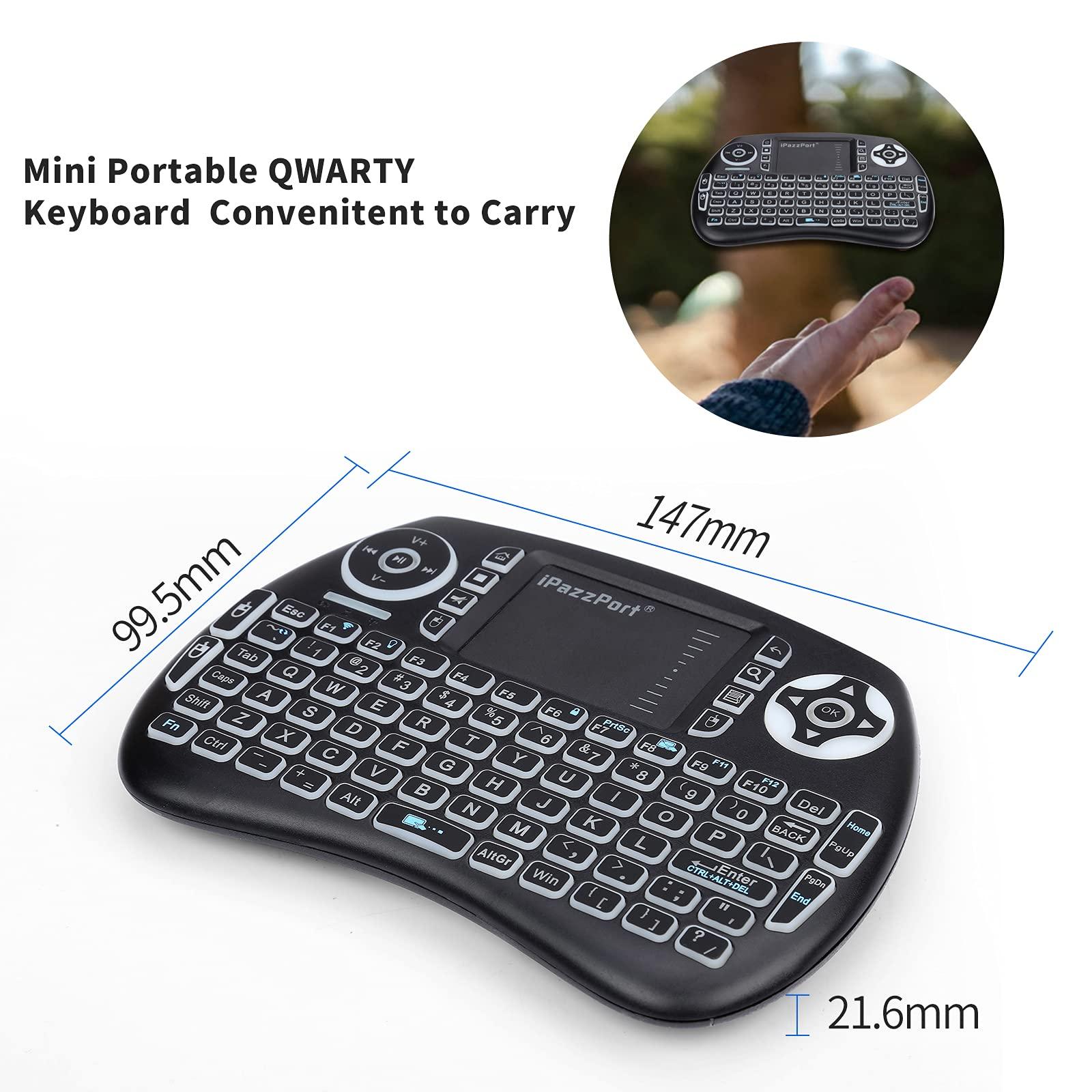 iPazzPort iPazzPort (Upgrade Mini Bluetooth Keyboard with Touchpad (Handheld Keyboard), Backlit Mini Wireless Keyboard with 2.4G USB Dongle for Android TV Box/FireStick/Laptop/PC 21SM