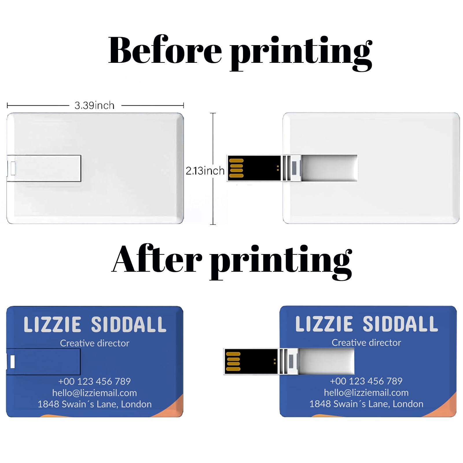 FEWINA Card Shape Custom USB Flash Drive 32GB 25 Pack Customized Thumb Drive Credit Card Shape Customizable USB Drive Logo Print FEWINA Branding with Personalized USB Stick