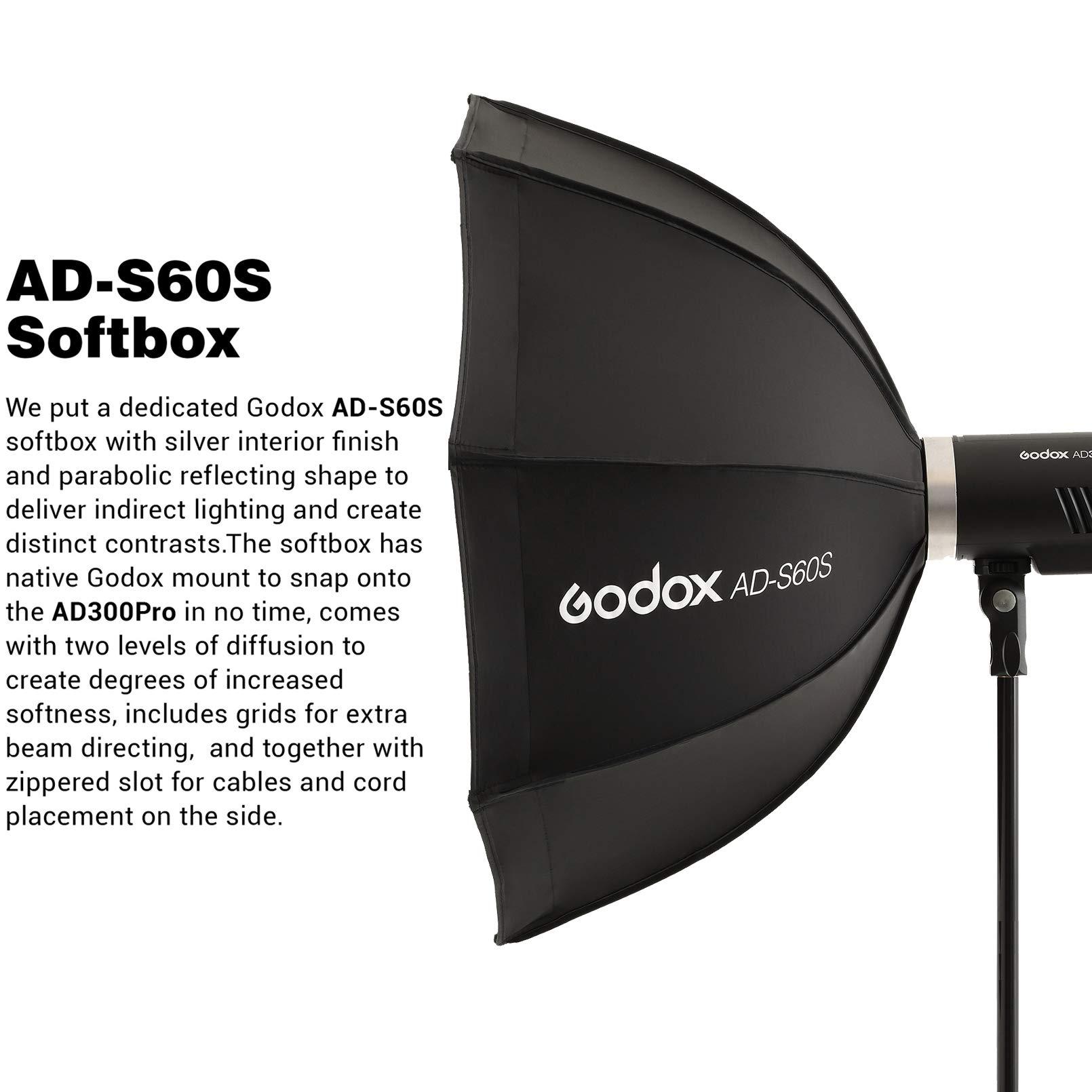 GODOX Godox AD300 Pro Photography Lighting Kit, 2.4G TTL 1/8000s HSS Strobe Light Photography Kit, 0.01-1.5S Recycle Time, 320 Full Power Studio Lighting Kit, Expand Your Capability with Ease(AD300Pro Kit)
