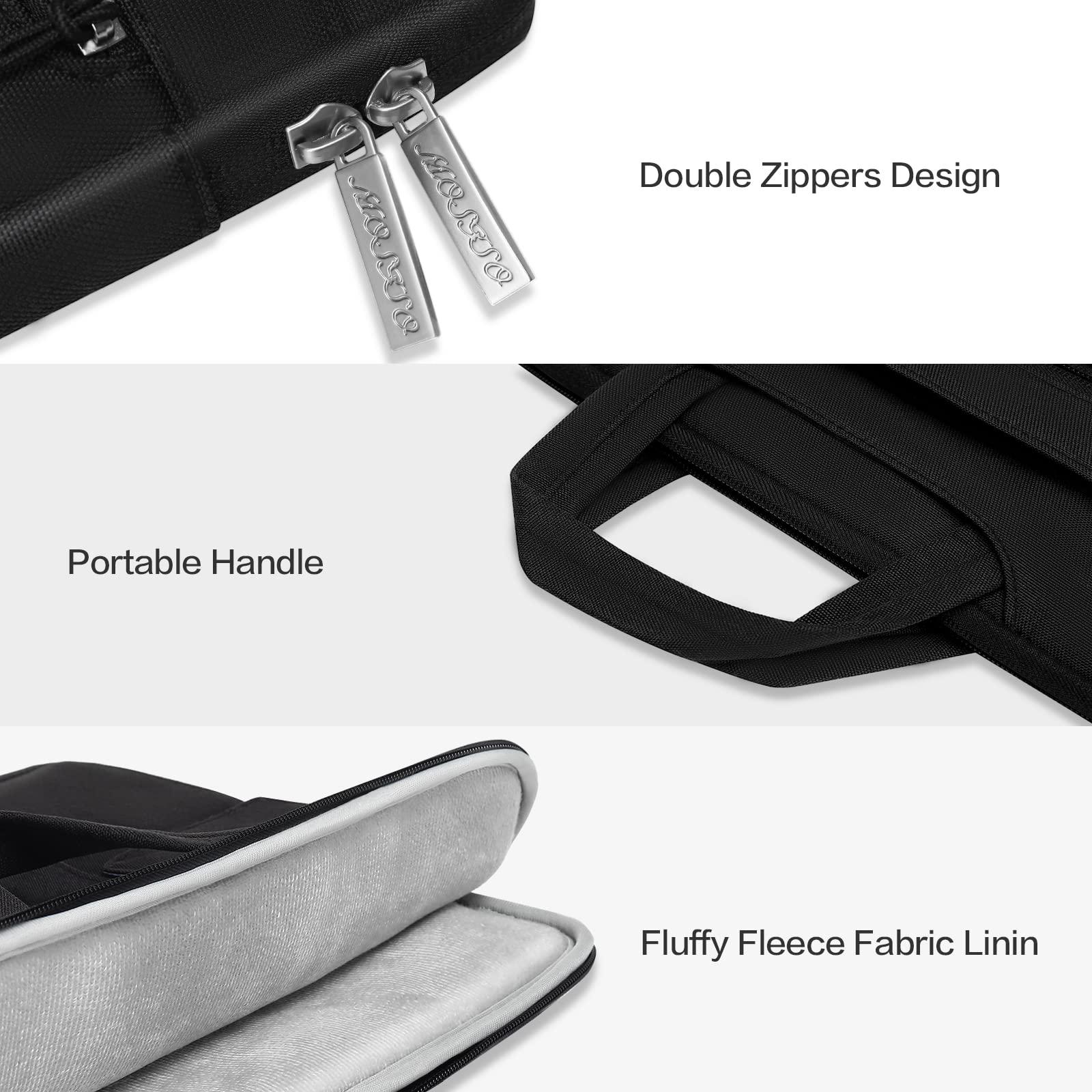 MOSISO MOSISO Laptop Shoulder Bag Compatible with MacBook Air/Pro,13-13.3 inch Notebook,Compatible with MacBook Pro 14 inch M3 M2 M1 Pro Max 2023-2021,Polyester Flapover Briefcase Sleeve Case, Black