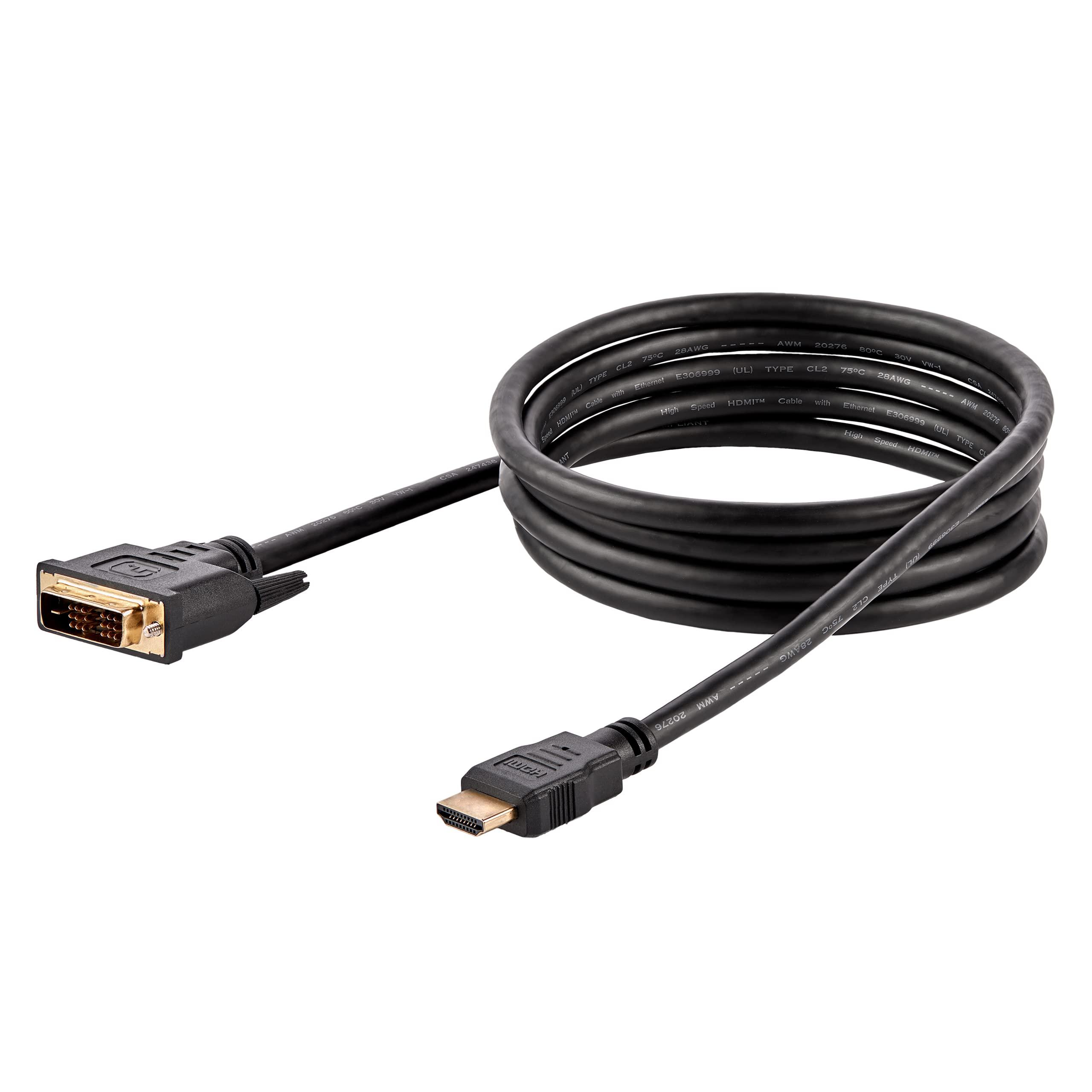 StarTech.com StarTech.com 6ft (1.8m) HDMI to DVI Cable, DVI-D to HDMI Display Cable (1920x1200p), 10 Pack, Black, 19 Pin HDMI to DVI-D Cable Adapter M/M, Digital Monitor Cable, DVI to HDMI Cord (HDMIDVIMM610PK)