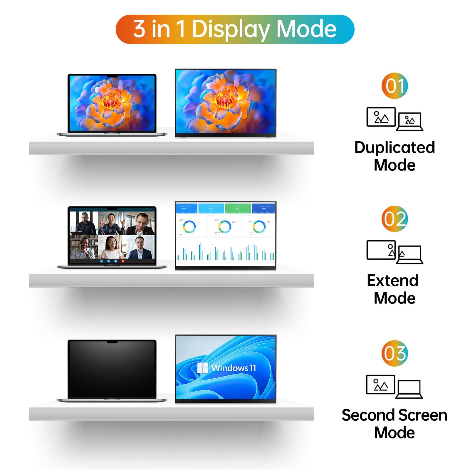 MNN MNN Portable Monitor 14 inch FHD 1920 * 1200P USB C HDMI Ultra-Slim IPS Travel Display w/Smart Cover & Speakers, HDR Plug&Play, External Monitor for Laptop PC, Phone,Mac(400cd/m Brightness)