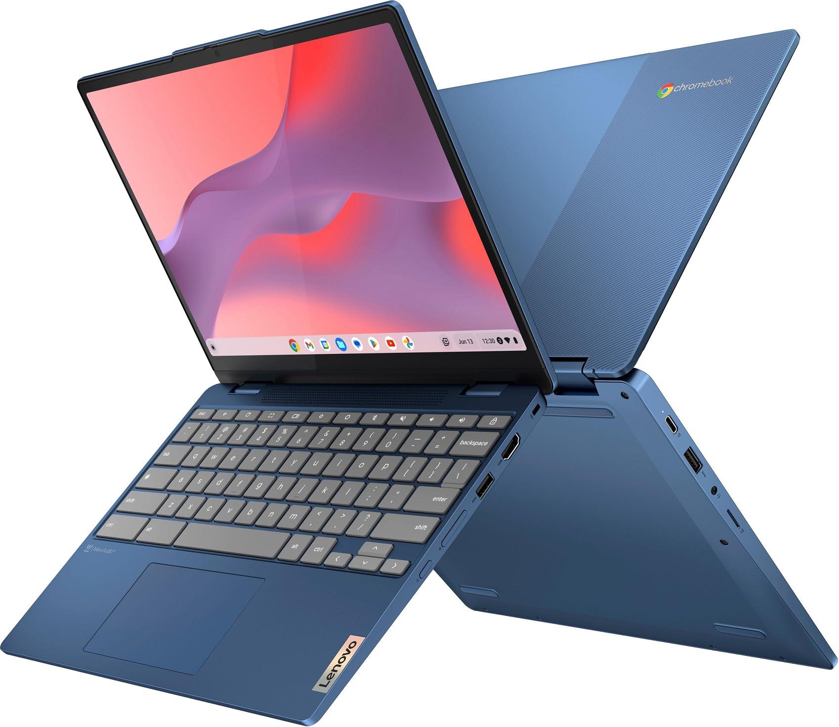 Lenovo Lenovo Flex 3 Chromebook 2-in-1 12.2" FHD+ Touchscreen Laptop (Intel N100, 4GB DDR5 RAM, 128GB (64GB eMMC + 64GB SD Card)) Student & Education, Webcam, NFC, HDMI, USB-C, IST Pen, Chrome OS, Blue