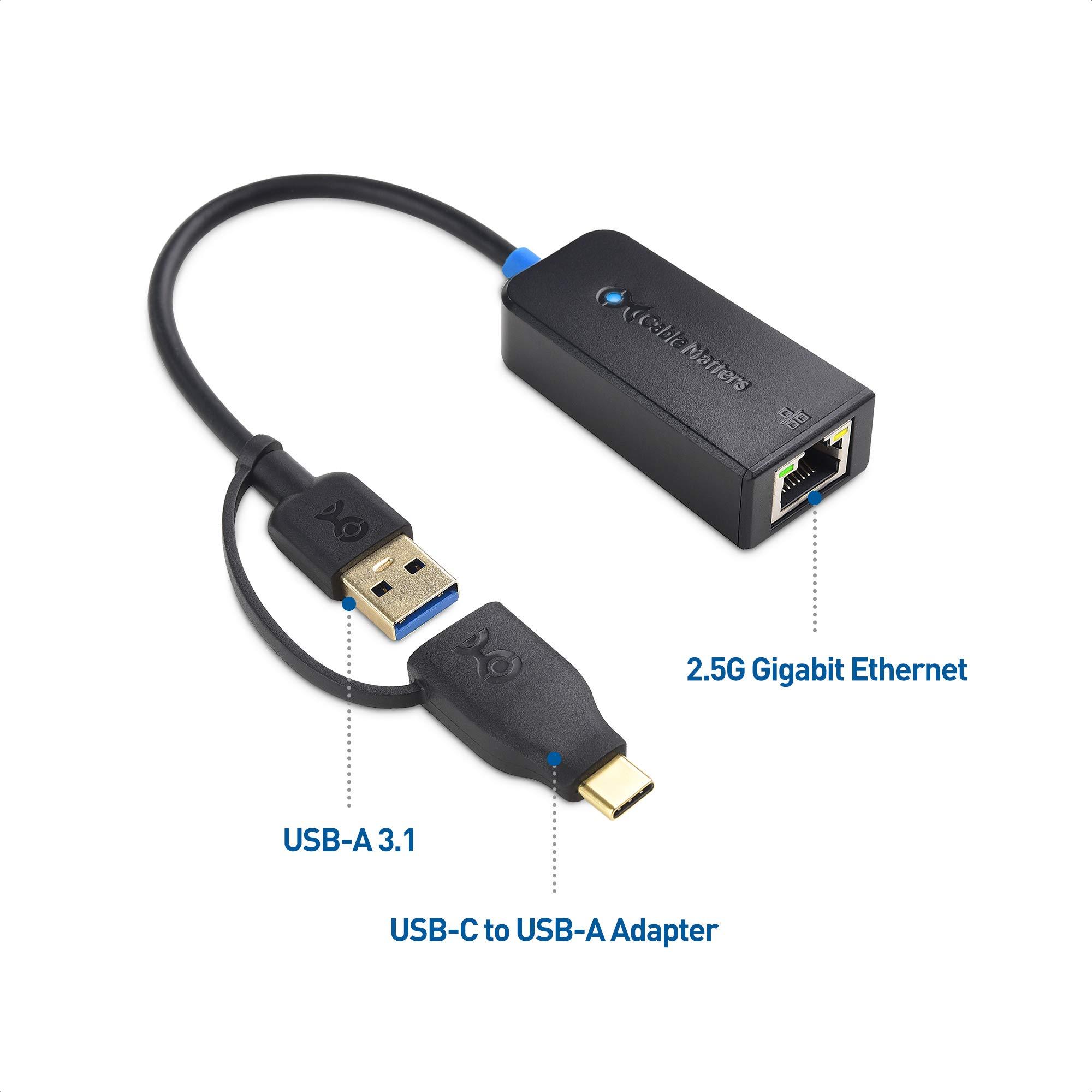 Cable Matters Cable Matters Plug & Play USB to Ethernet Adapter with PXE, MAC Address Clone Support, Supporting 10/100/1000Mbps in Black & USB C to 2.5 Gigabit Ethernet Adapter, USB to 2.5 Gigabit Ethernet Adapter