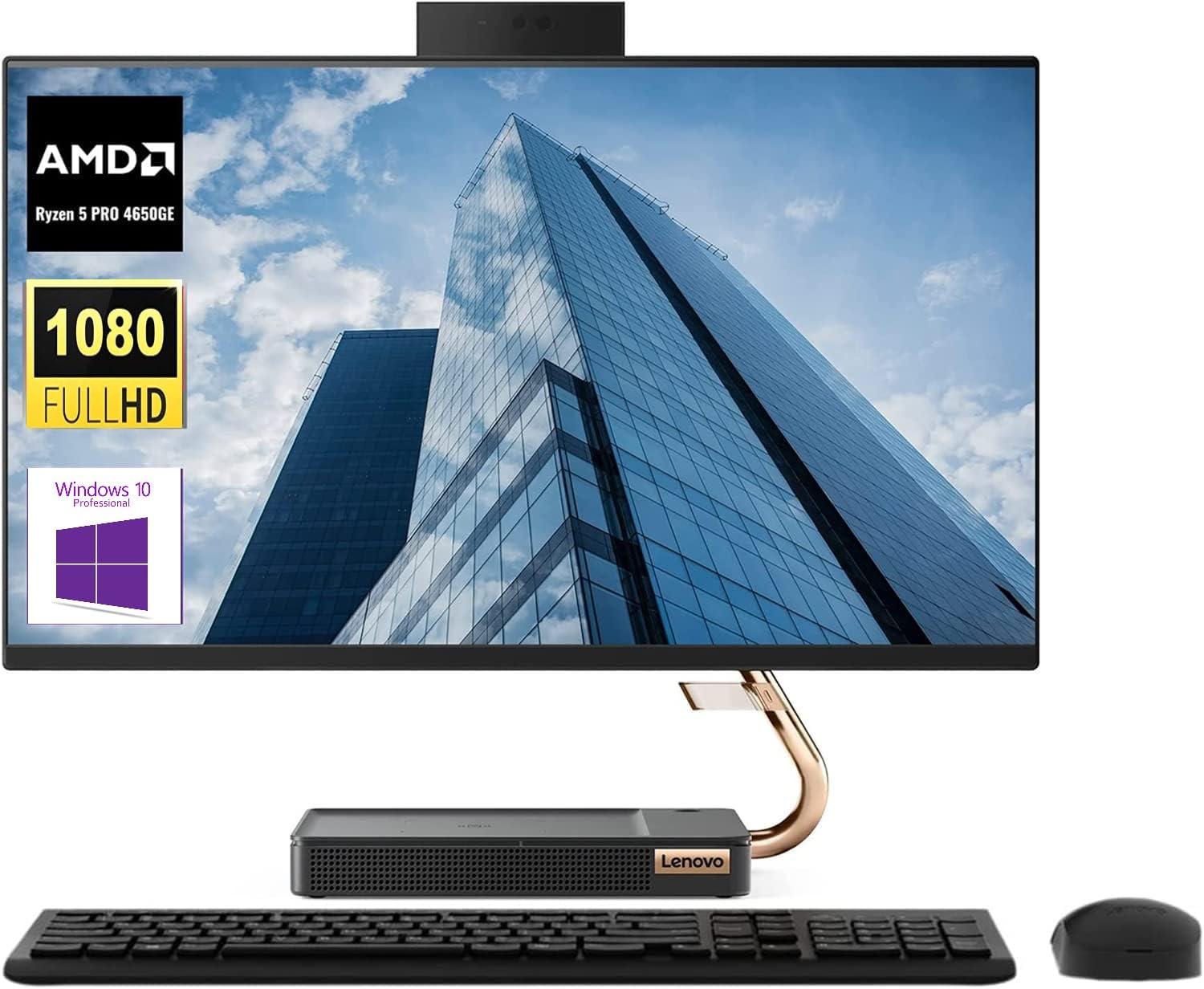 Lenovo Lenovo Ideacentre A540 23.8\" FHD All-in-One Desktop, AMD Ryzen 5 Pro 4650GE, 16GB RAM 1TB PCIe SSD, Webcam, HDMI, Wireless Keyboard & Mouse, Windows 10 Pro, Black