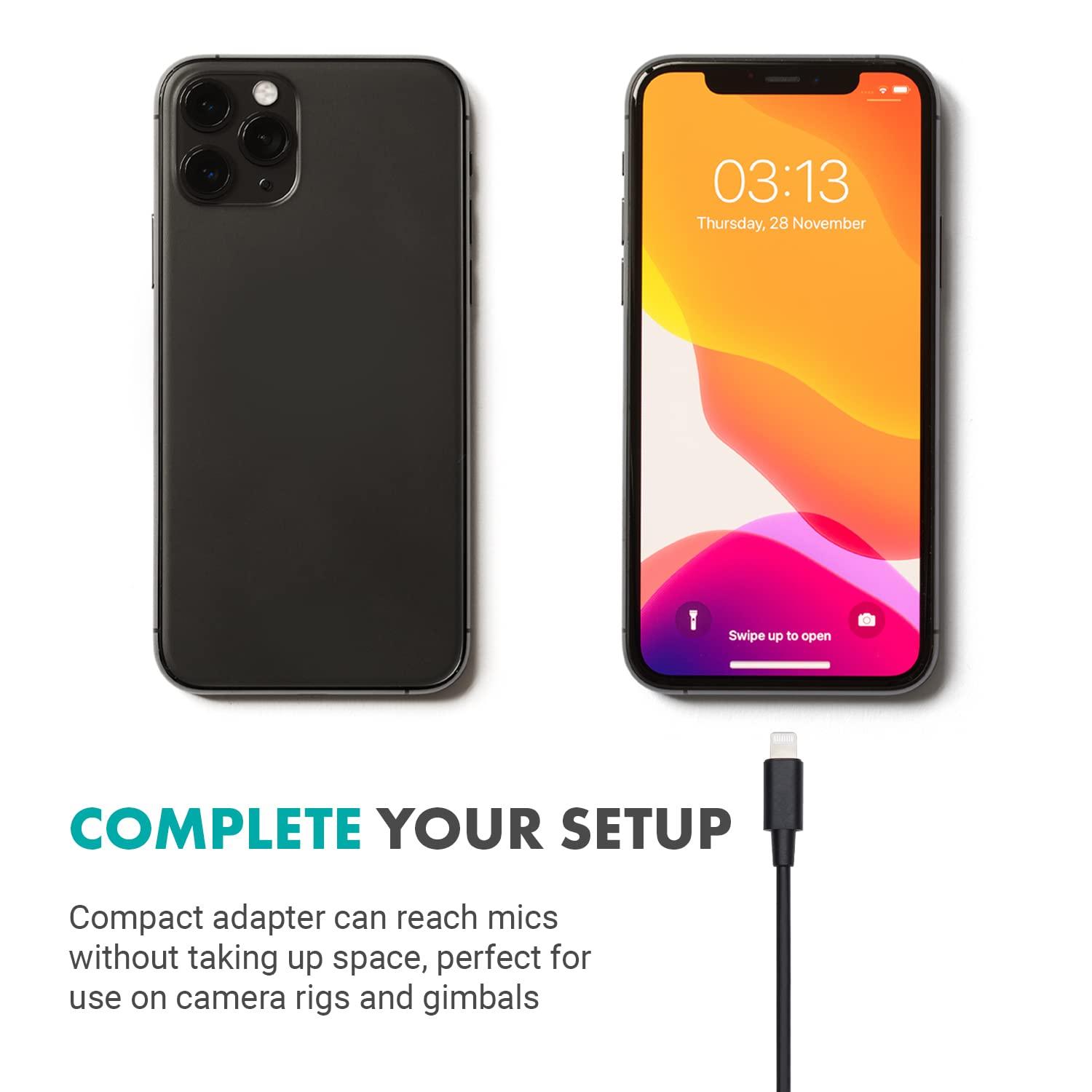 Movo Movo IMA-4 3.5mm Male TRS to Lightning iPhone Adapter Dongle - Apple Microphone Adapter for iPhone - iPhone Aux Adapter for Mics - 3.5mm TRS Male Audio Cable to Lightning - Connects VXR10 to iPhone