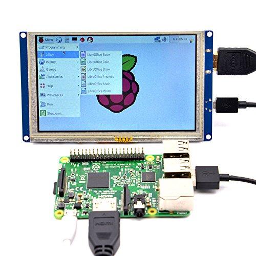 GeeekPi GeeekPi 5 inch HDMI Monitor LCD Resistive Touch Screen 800x480 LCD Display USB Interface for Raspberry Pi 4 Model B, Pi 3/2 Model B/B+ & Banana Pi (Plug and Play Free Driver)