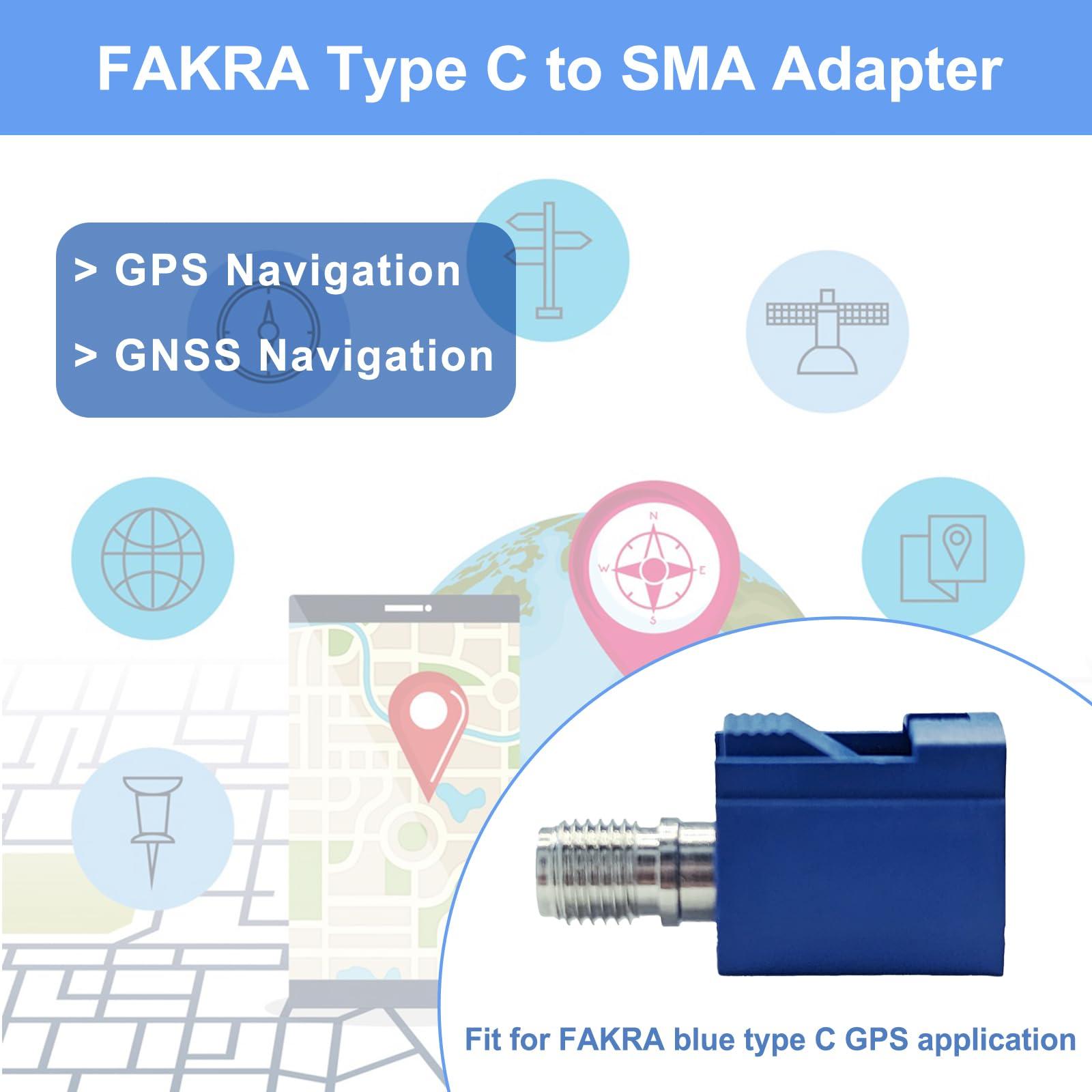 Maswell Maswell Fakra C Female to SMA Female Interseries Adapter Blue Universal Compatibility for GPS Multi-Function Antennas Automotive Antenna Signal Adapter