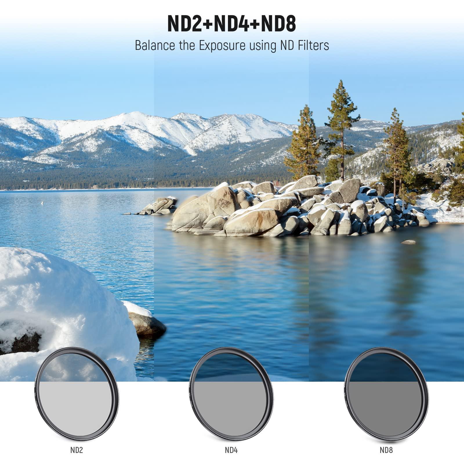 Neewer NEEWER 77mm ND Lens Filter Kit: UV, CPL, FLD, ND2, ND4, ND8, Lens Hood and Lens Cap Compatible with Canon Nikon Sony Panasonic DSLR Cameras with 77mm Lens