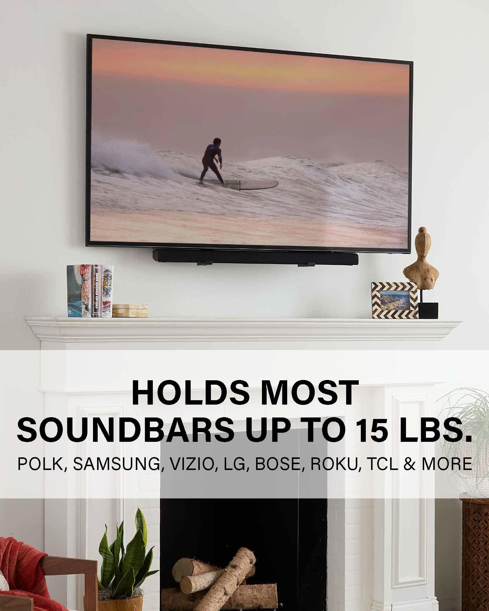 SANUS SANUS Universal Soundbar TV Mount Kit for Mounting Soundbars Under TV - Fits Most Sound Bars Up to 15 Lbs - Easy Install & Full Motion Capability - SOA-SBM2