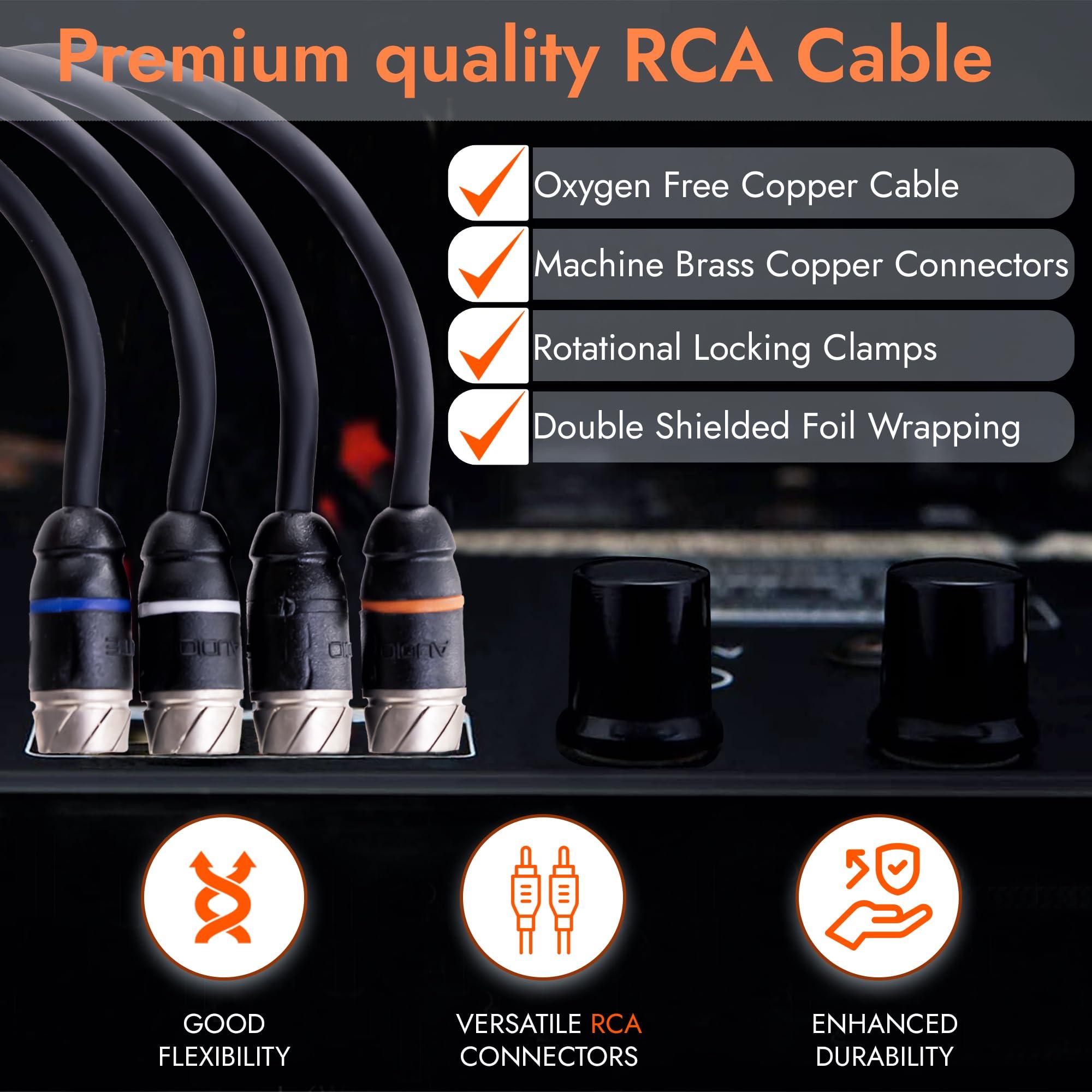 Elite Audio Elite Audio Premium Series 15ft. 4-Channel Car Audio RCA Cable Double Shielded, Oxygen Free Copper, Noise Reducing Audio Cable for Amplifiers, Subwoofers, Speakers, and Processors PRM415