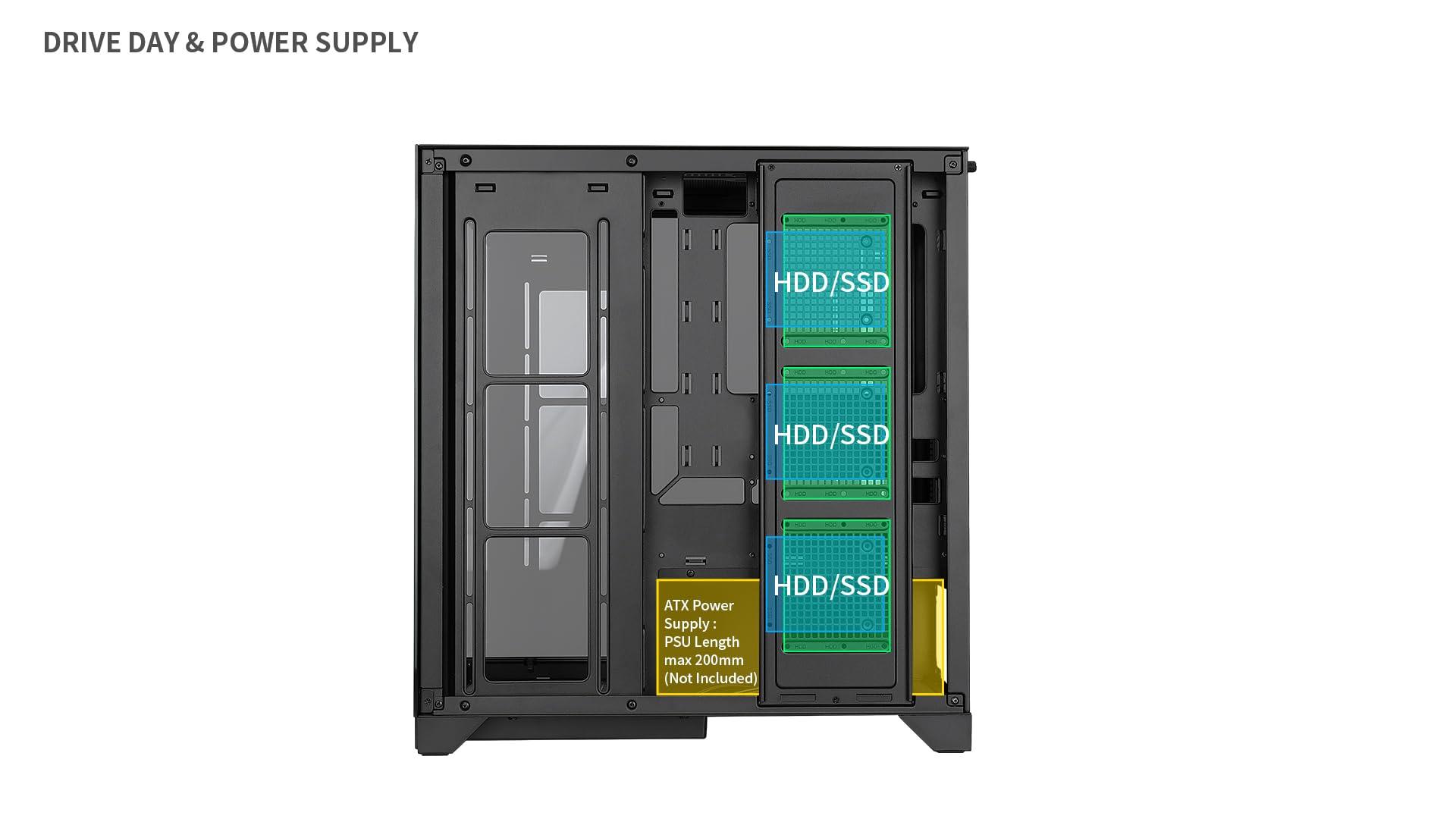 Bluegears Bluegears Bgears b-Pellucid ATX Gaming PC Case. Front and Side Tempered Glass Design with Built in USB C Port. (Fans are Sold Separately!!).