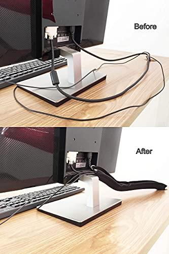 JOTO JOTO [4 Pack] 19-20 inch Beige Flexible Cable Management Sleeve Bundle with [2 Pack] 130" Cuttable Cable Management Sleeve