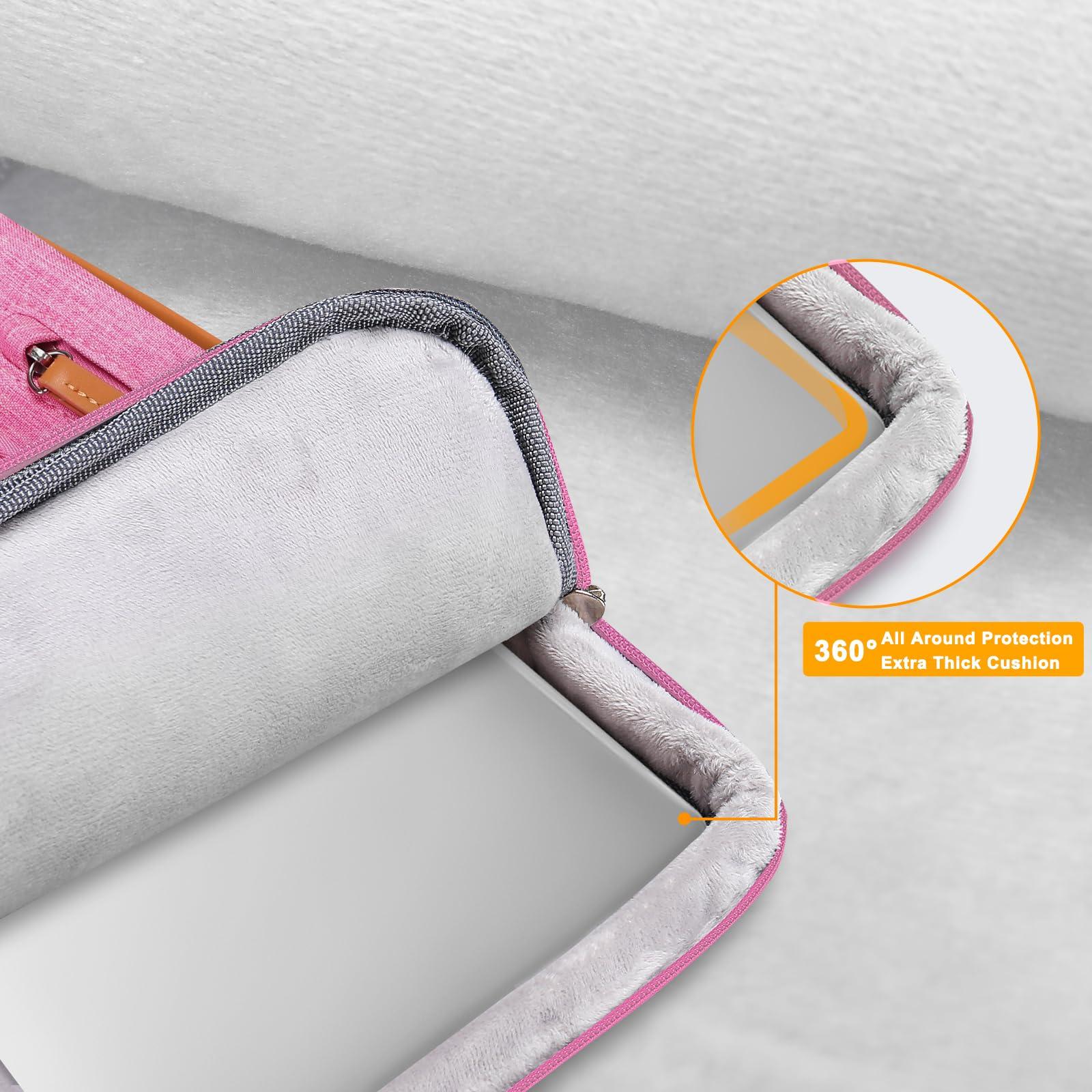 MOSISO MOSISO 360 Protective Laptop Shoulder Bag,13-13.3 inch Computer Bag Compatible with MacBook, HP, Dell, Lenovo, Asus Notebook,Side Open Messenger Bag with 4 Zipper Pockets&Handle, Rose Red