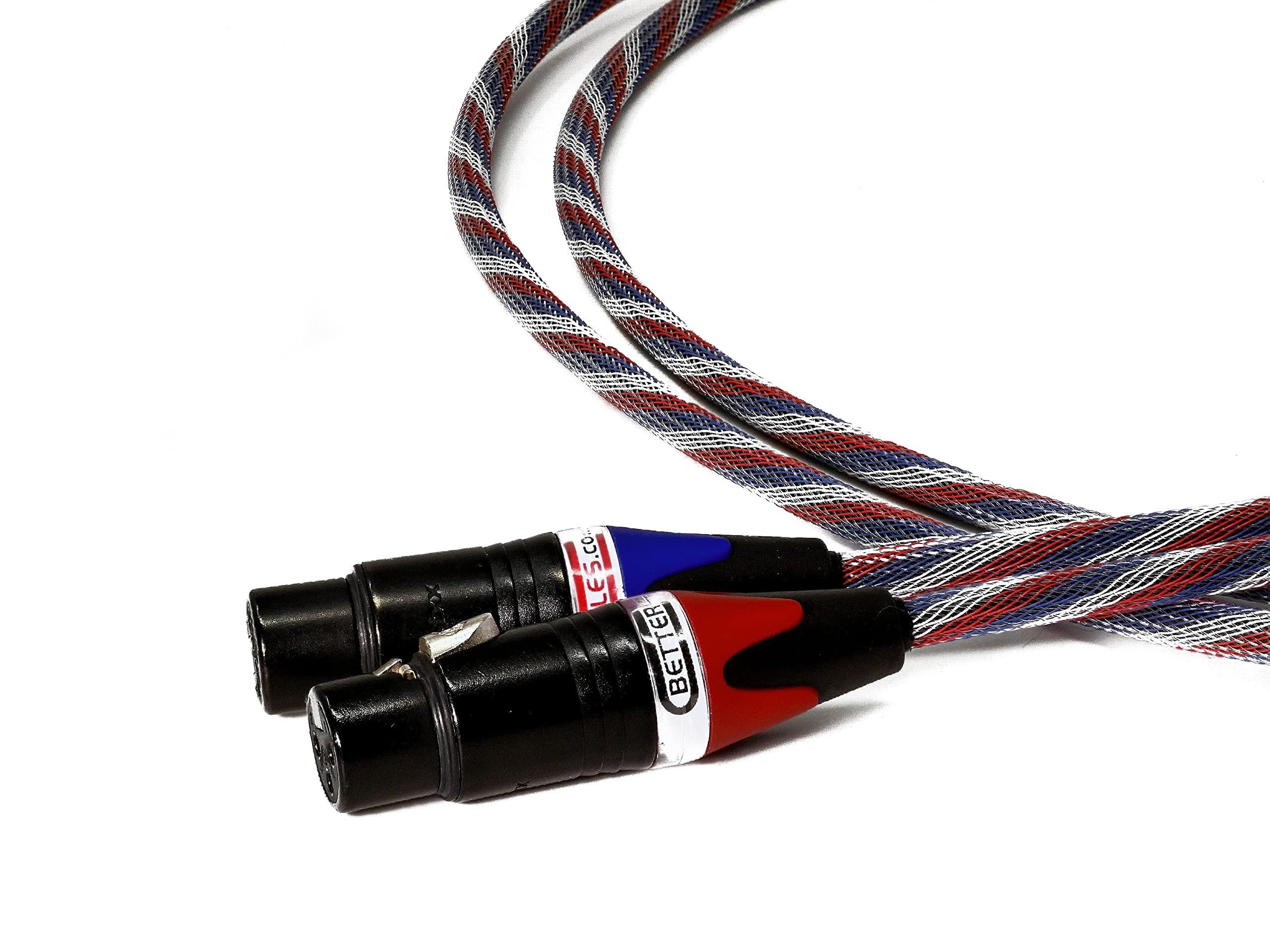 BETTERCABLES.COM Better Cables BETTERCABLES.COM Silver Serpent Patriot Edition Balanced XLR Audiophile Audio Cables (Pair - 2 Cables) - High-End, High-Performance, Silver/Copper Hybrid, Low-Capacitance - 15 Feet
