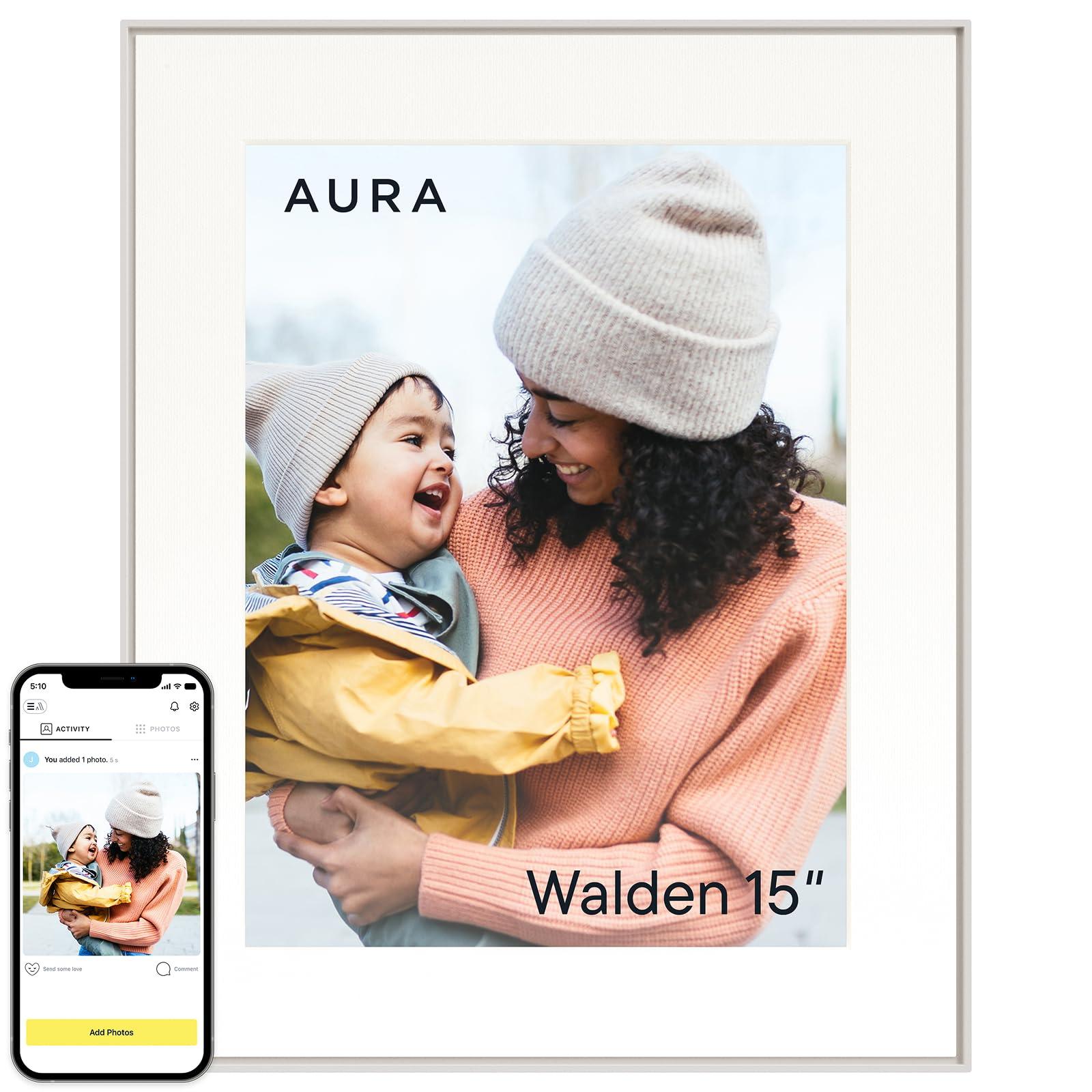 AURA Aura Walden 15\" WiFi Digital Picture Frame | Wirecutter\'s Best Digital Frame for Gifting | Send Photos from Your Phone | Quick, Easy Setup in Aura App | Free Unlimited Storage | White Clay