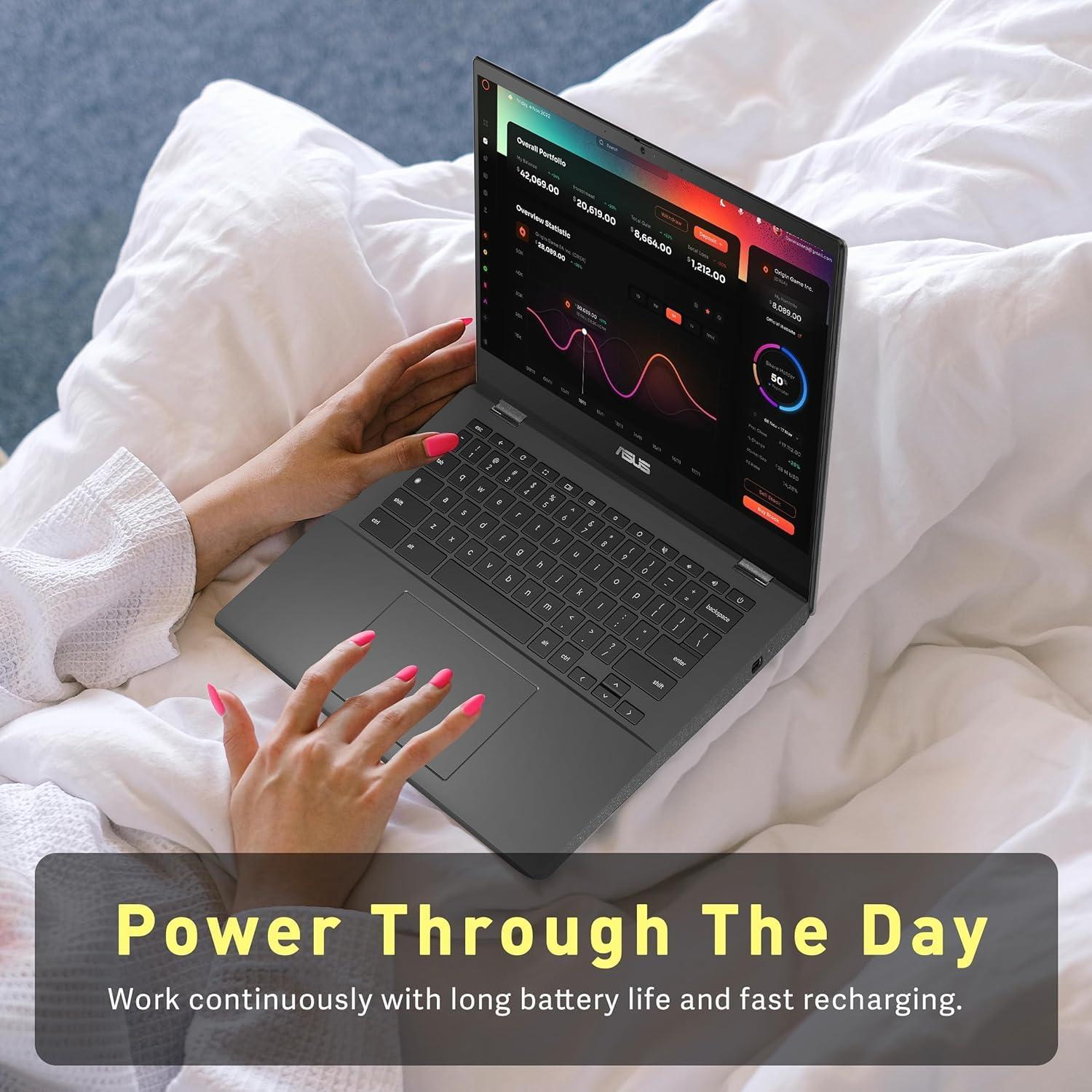 ASUS ASUS-Chromebook Laptop-Google Chrome - 8Core MediaTek Kompanio 520-14 inch FHD Display - USB C - Wi-Fi 6 - Long Battery Life - Student - 2024 (4GB RAM | 96GB Storage)