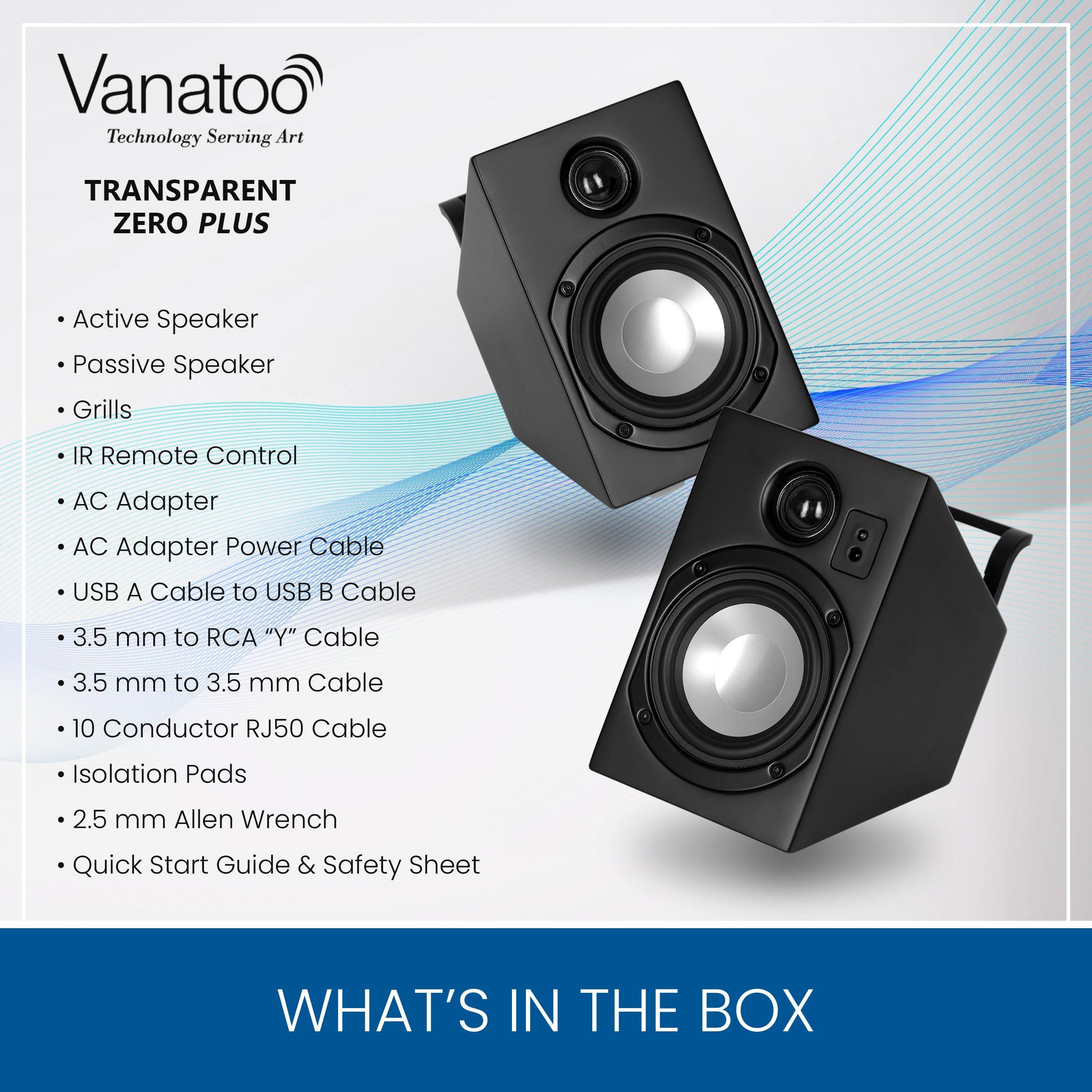 Vanatoo Vanatoo Transparent Zero Plus Near Field Studio Monitor Speakers Pair for TV, PC, Gaming. 120 Watt Powered Speakers for Desktop and Room use. AUX, USB, Bluetooth, Toslink Optical, Remote Control.
