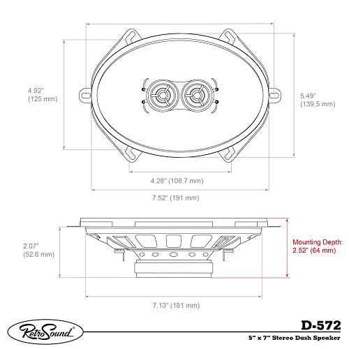 Retro Manufacturing Retro Manufacturing D-572 5" x 7" Replacement Dash Speaker for Classic Vehicles