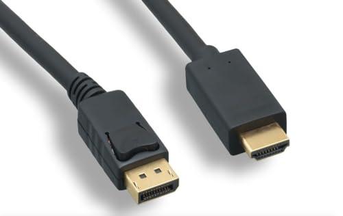 MICRO CONNECTORS Micro Connectors 3 Feet DisplayPort to HDMI (28AWG) Cable 4K with Latch (DP-HDMI-3)