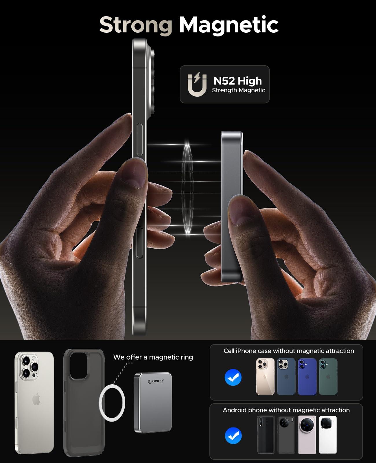 ORICO ORICO 1TB Magnetic Portable SSD, Aluminum Alloy, 4K 120 fps ProRes HDR Record and Store, Up to 2000MB/s, External Solid State Drive, Compatible with iPhone 16 Pro Max, Tablet, Computer - K20