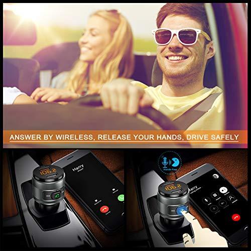 IMDEN IMDEN Bluetooth 5.0 FM Transmitter for Car, 3.0 Wireless Bluetooth FM Radio Adapter Music Player FM Transmitter/Car Kit with Hands-Free Calling and 2 USB Ports Charger Support USB Drive